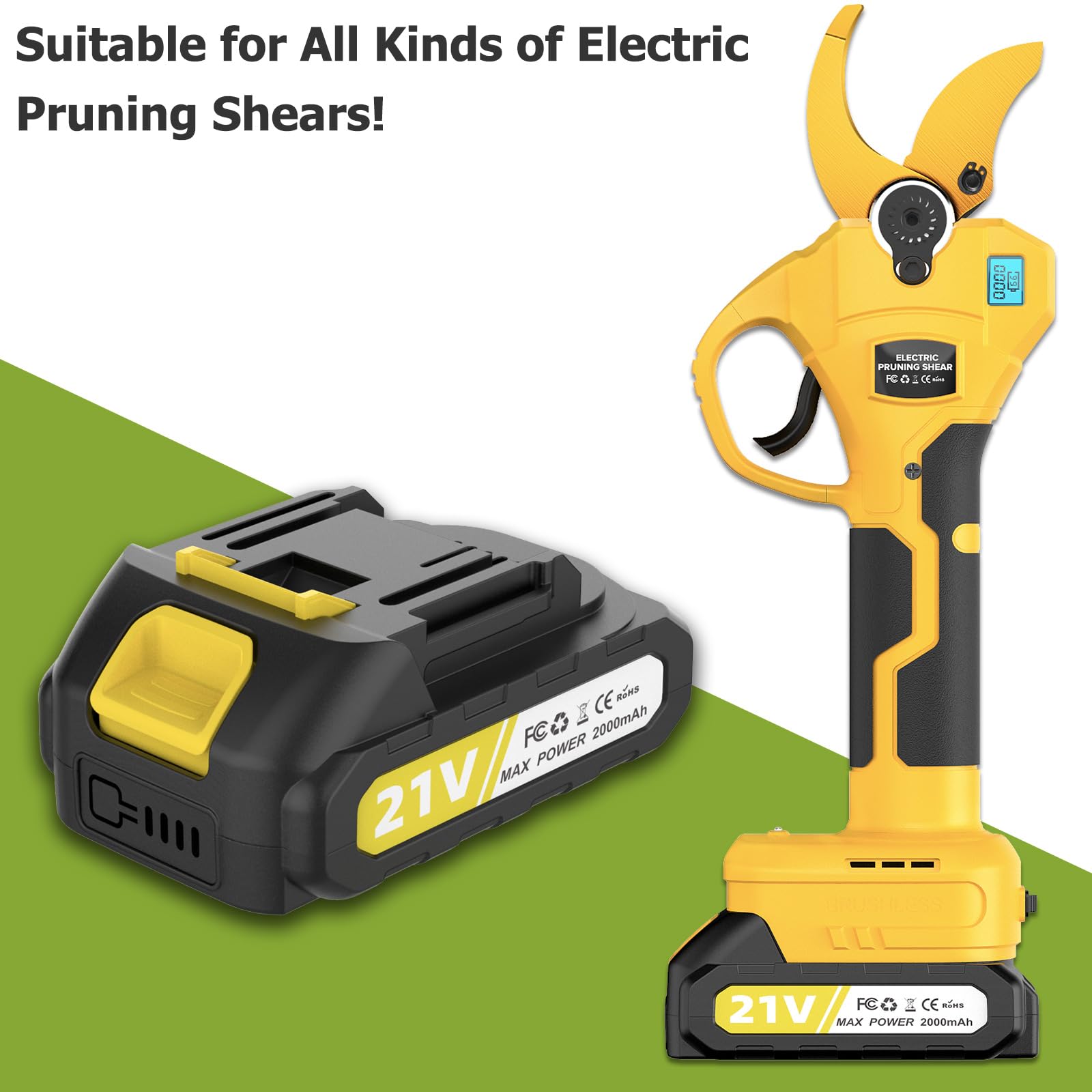 Batería de Reserva Recargable de 21V 2000 mAh para cortacéspedes sin Cable, cortacéspedes telescópicos, cortacéspedes eléctricos compatibles, minisierra eléctrica de Cadena
