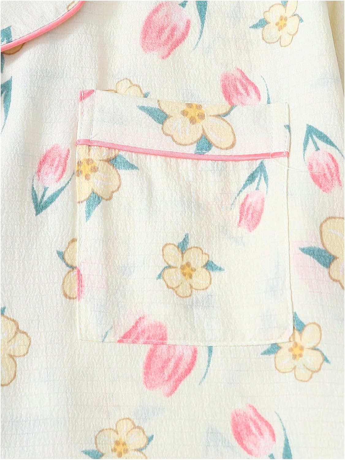 MakeMeChic Women's 2 Piece Floral Pajama Set Short Sleeve Button Down Shirt and Shorts Cute Sleepwear - Image 3