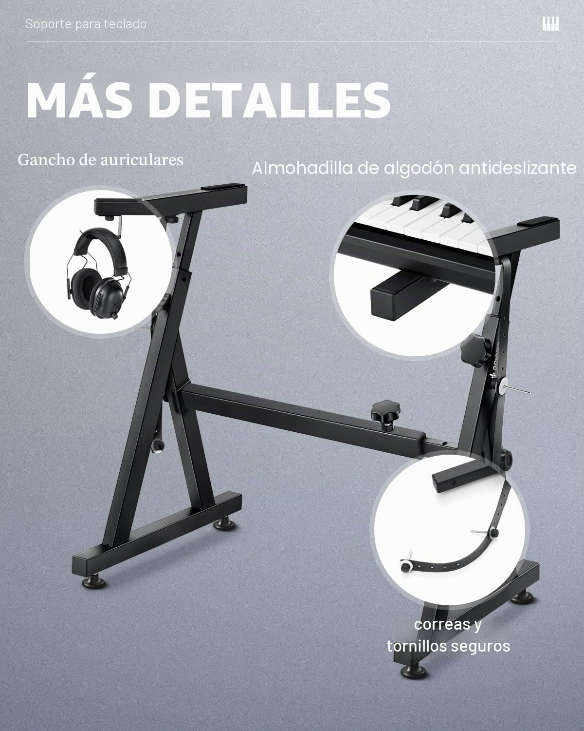 Donner Soporte Teclado Piano Electrico 61 88 Teclas, Forma de Z Soporte para Piano Digital Ajustable y Portátil