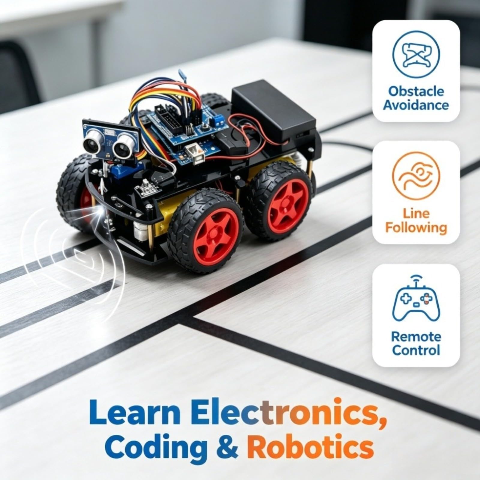 Vehículo robótico inteligente 4WD DIY Kit de construcción con seguimiento