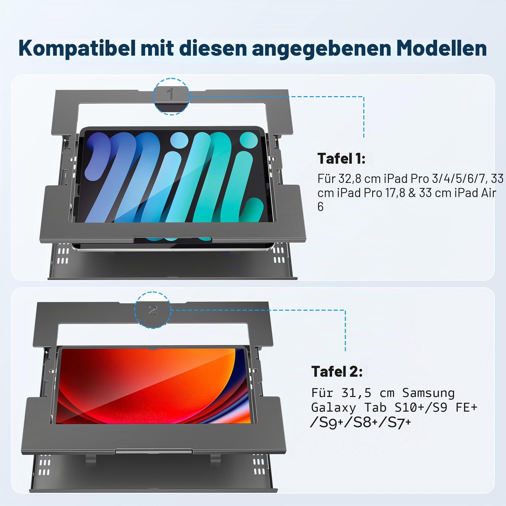 AboveTEK iPad Bodenständer mit Diebstahlschutz, Höhenverstellbarer Tablet Kiosk Stand mit Schloss, Schwerer Tablet Bodenständer für 12,9–13 Zoll iPad Pro/Air & 12,4 Zoll Galaxy Tab