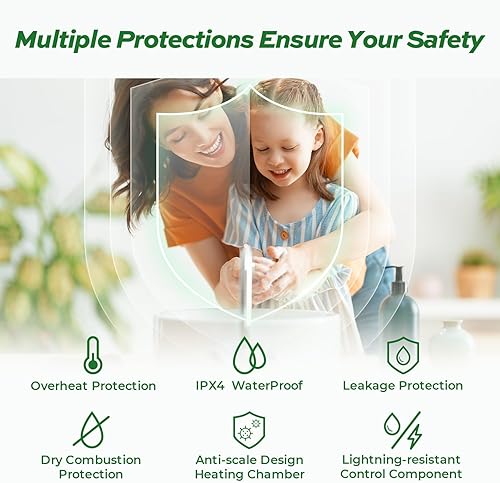 Miniatura 5 de FOGATTI Calentador de agua eléctrico de mini tanque, punto de uso de 4.0 galones para agua caliente instantánea, 1440 W, 120 V, estante, debajo del