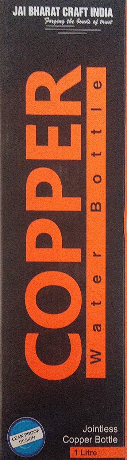 Far Copper Water Bottle Pure Copper Water Bottle For Perfect Ayurvedic Copper Vessel For Sports, Fitness, Yoga, Natural Health Benefits-1000 Ml 32 Oz Leak Proof Joint Free (Pack Of 1)