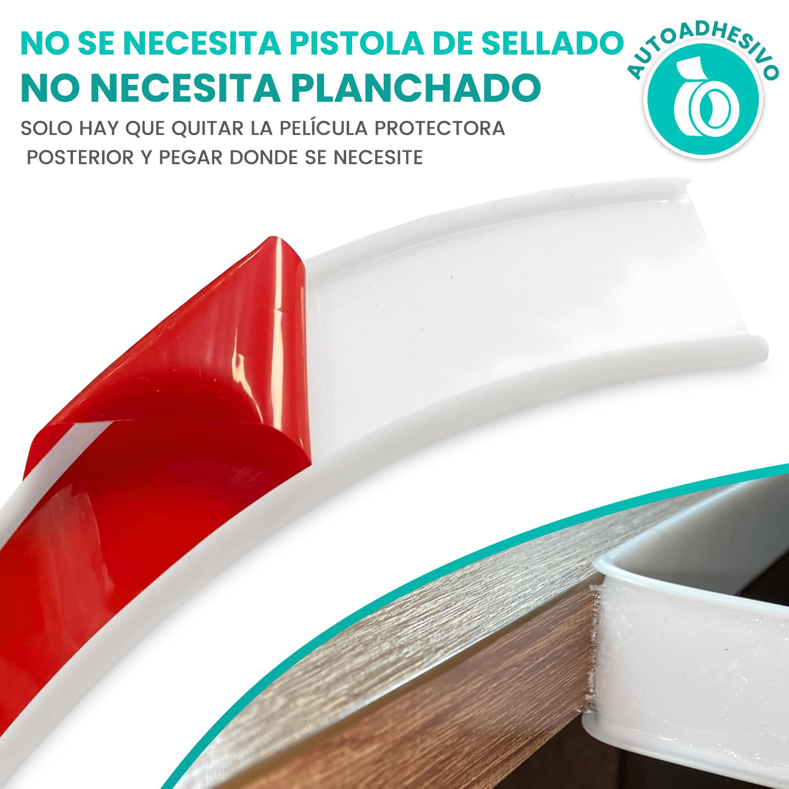 LeapBeast Forma U Cinta de Madera Cantos, 5M TPE Adhesiva Perfil Goma Cantoneras Cubrecantos, Silicona Cinta Tiras de Cantear - Bordes Mesa Muebles Protector