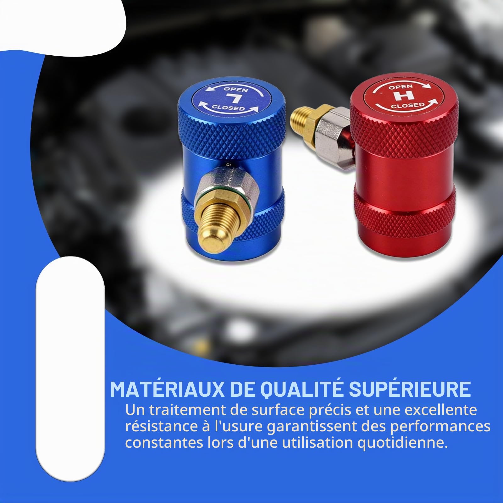 PORFOYO 2 pièces R1234yf raccord rapide, adaptateur de connexion de service de climatisation, adaptateur de port de service de climatisation professionnel, cuivre Adaptateur R1234yf durable pour