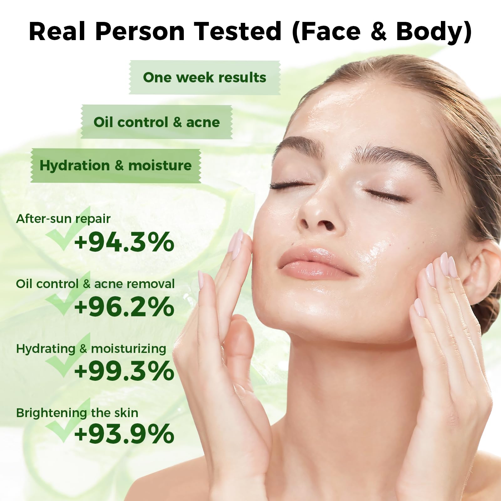 OUKEYA 98% Organic Aloe Vera Gel with 2% Niacinamide, Soothing, Hydrating & Repairing for Face Body & Hair - Image 4