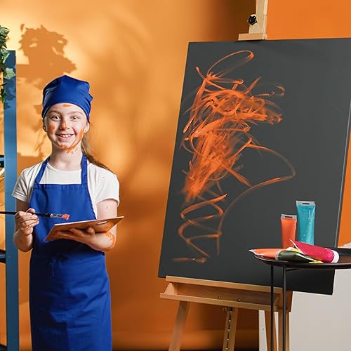 Miniatura 3 de Ctosree Paquete de 2 lienzos estirados para pintura, lienzo grande de algodón negro, lienzo grande con triple imprimado, lienzos en blanco para