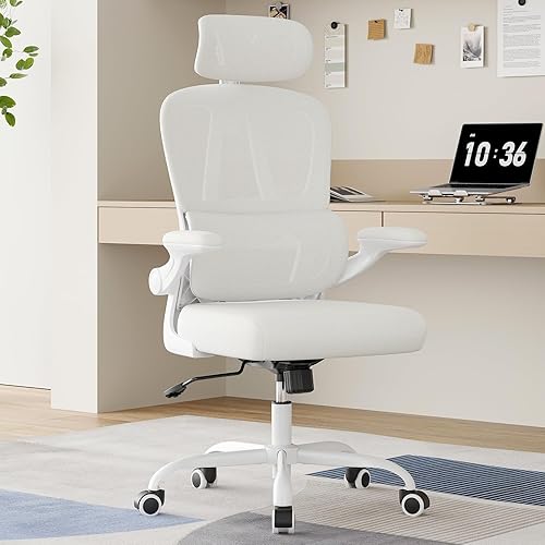Miniatura 9 de Farini Silla de oficina ergonómica, silla de escritorio con reposacabezas y soporte lumbar, silla giratoria de oficina en casa con reposacabezas