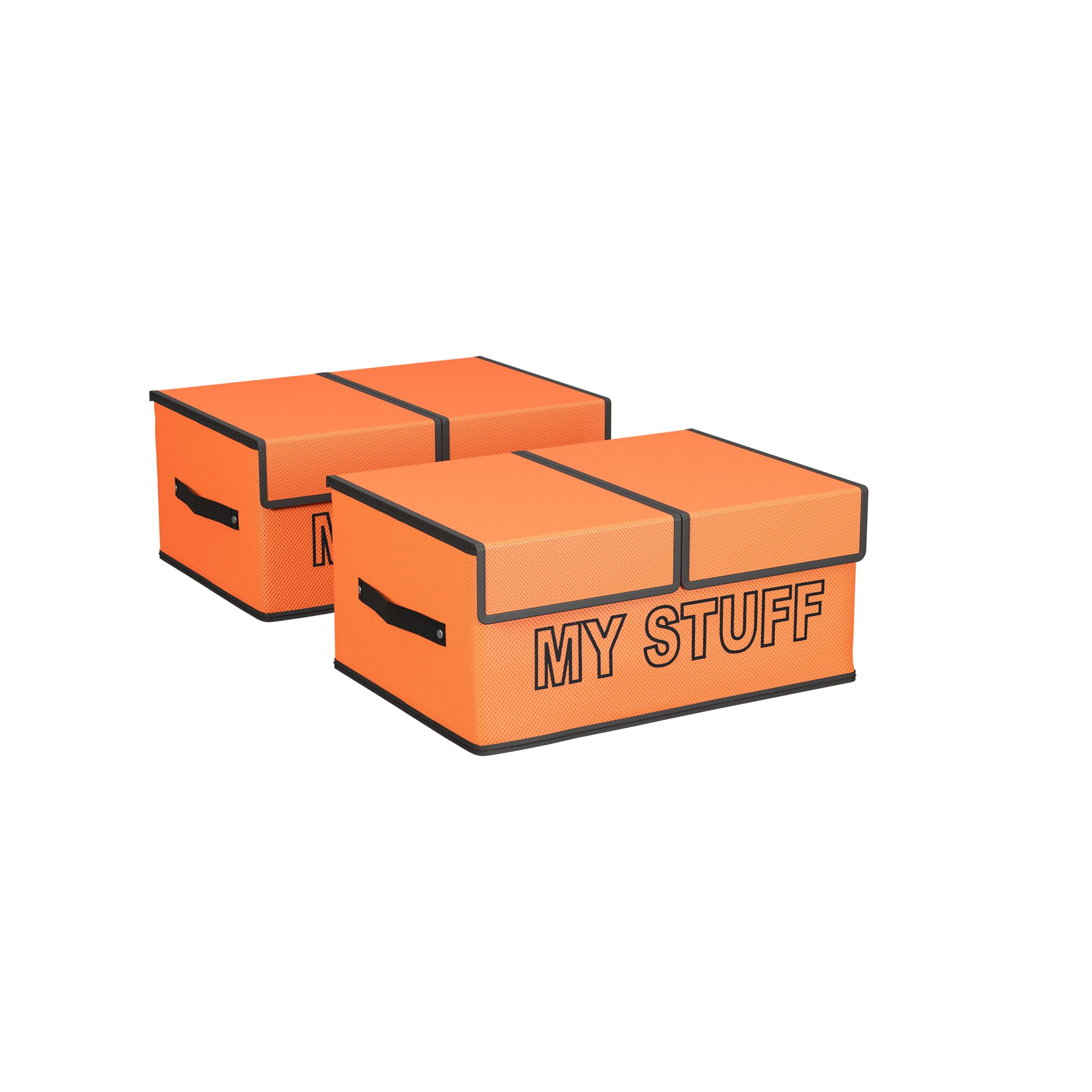 Kuber Industries (Pack of 2) Clothes Wardrobe Organizer (Small) Foldable Double Lid Drawer Organiser | 2-Compartments | Non-Woven Cupboard Organiser | Clothes Organizer | My Stuff | Orange
