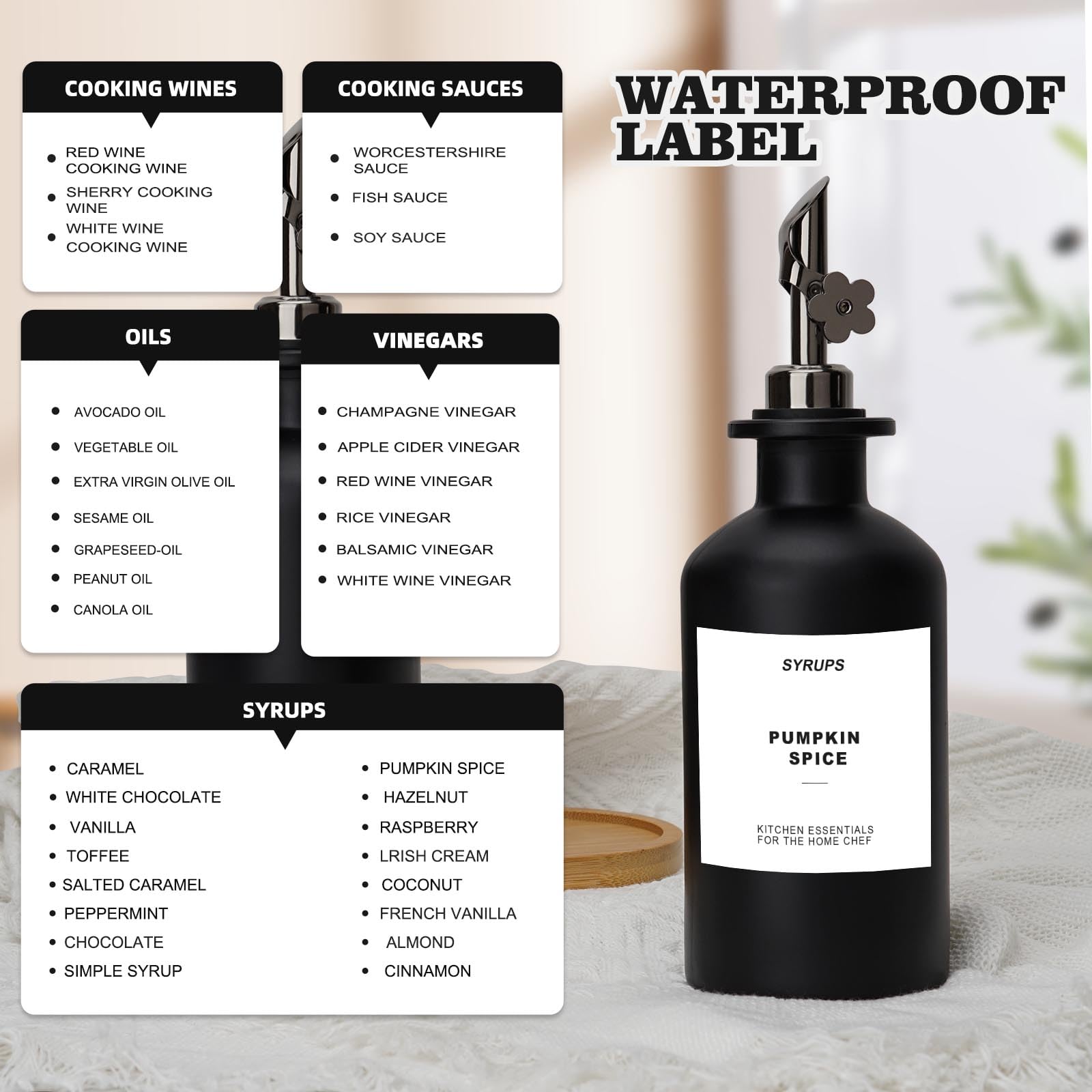 Distributeur Huile Vinaigre 2 Bouteilles Huile Olive/Vinaigre 300ml - Verre Épais, Entonnoir & Brosse - Cuisine Saine Bouteille Huile