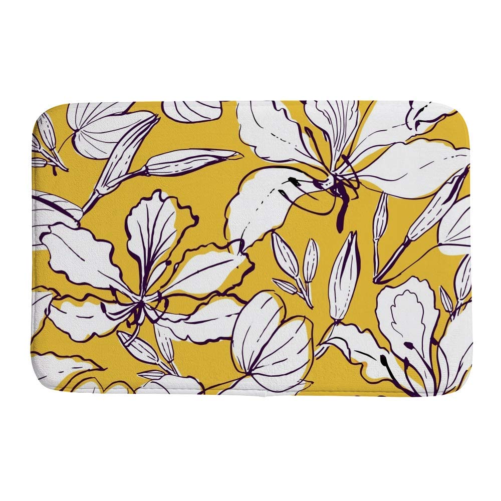 Tapis de bain antidérapant fleurs jaunes : apportez du soleil dans la salle de bain