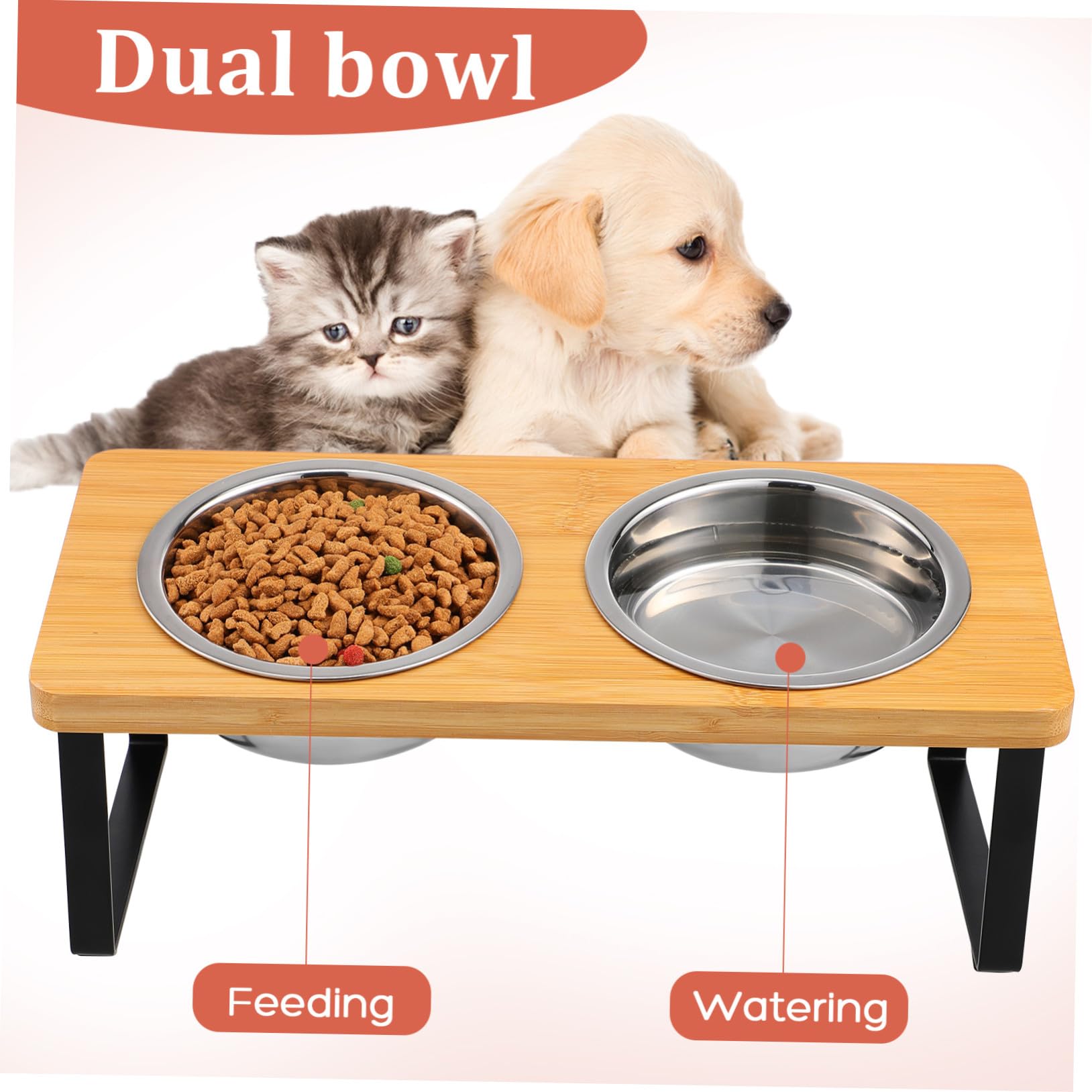 DOITOOL Comedero Gato Elevado con Soporte Antideslizante Cuencos Dobles de Acero Inoxidable para Comida y Agua Estación de Alimentación Ergonómica para Gatos Diseño Moderno y Funcional