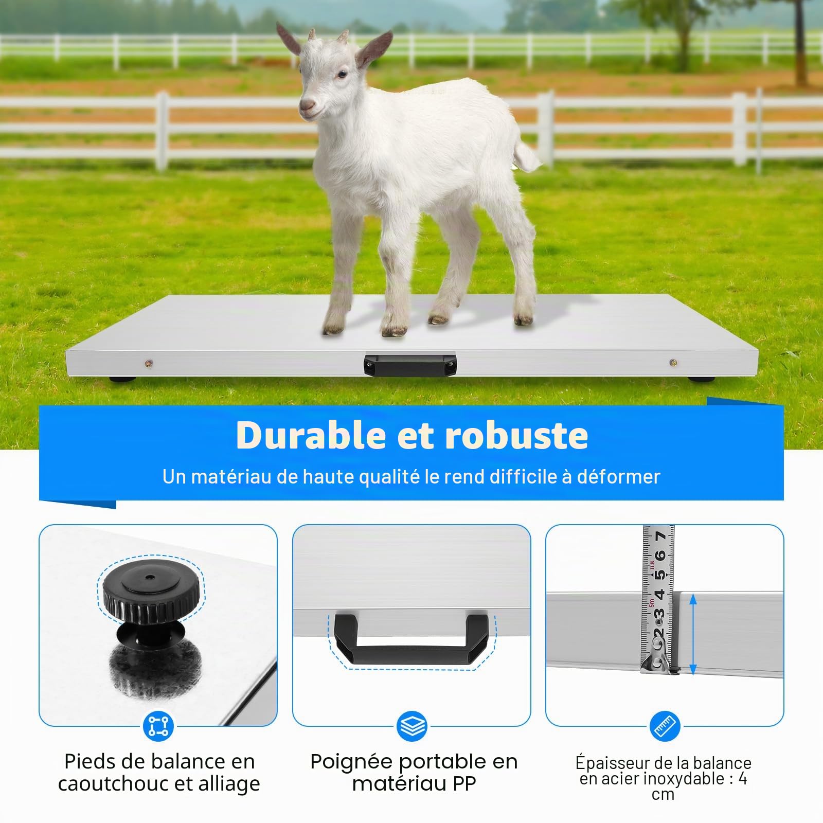 Balance numérique LCD, grande pour animaux de compagnie, 103 x 53 cm, 300 kg, balance vétérinaire, moniteur noir, balance pour animaux domestiques, cliniques vétérinaires, courrier, expédition