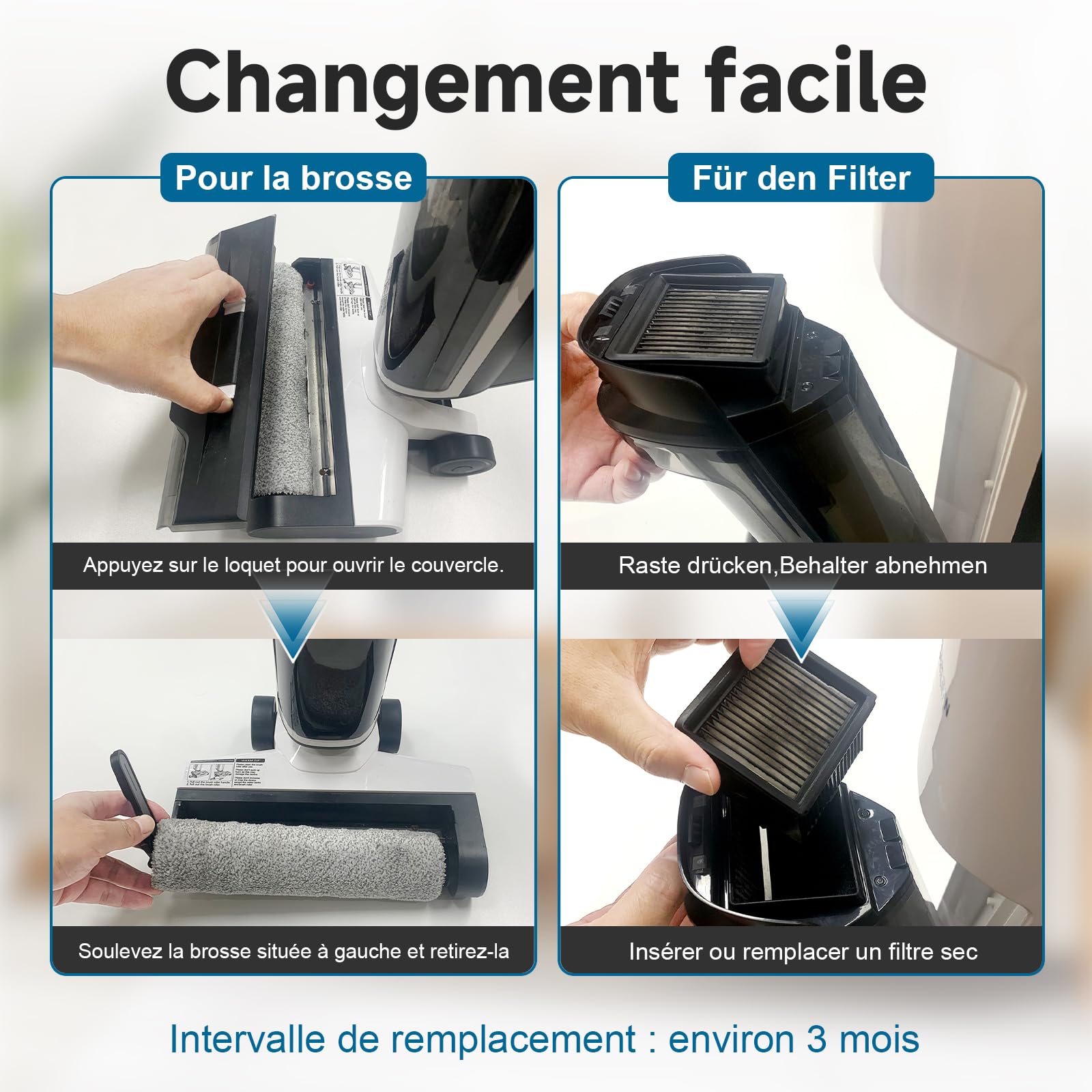 Rechange Filtre HEPA pour Hearten T8 Aspirateur Laveur, Filtre de Rechange, Pièces de Rechange