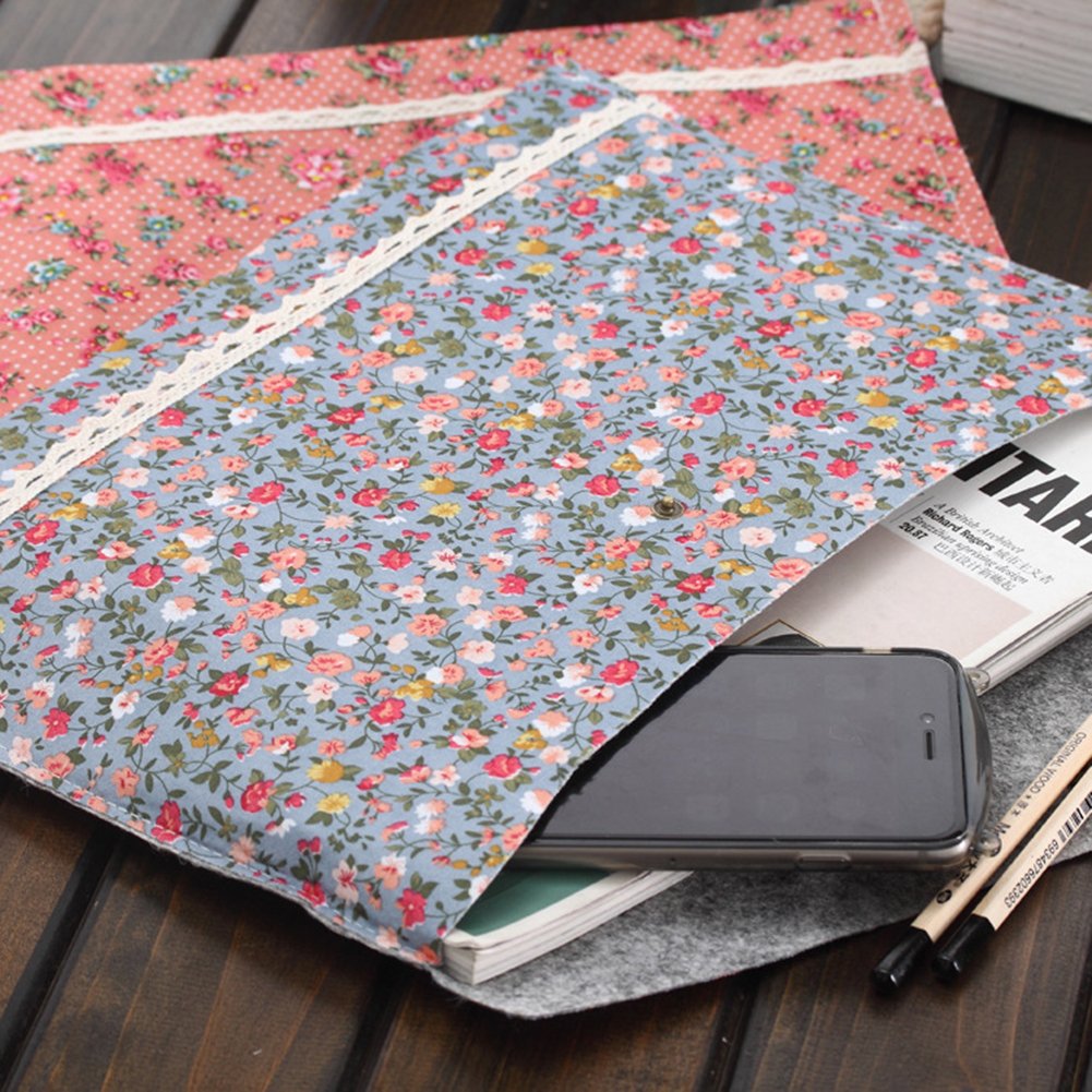 Oak-Pine Floral A4 File Envelopes – Set Of 4 Fabric Document Bags With Snap Button Closure - View #2