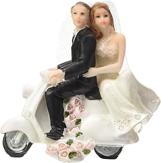 Folat 21280 - Hochzeitstorte Topper Figur auf Scooter Sortiert Paar - ca. 11 cm hoch