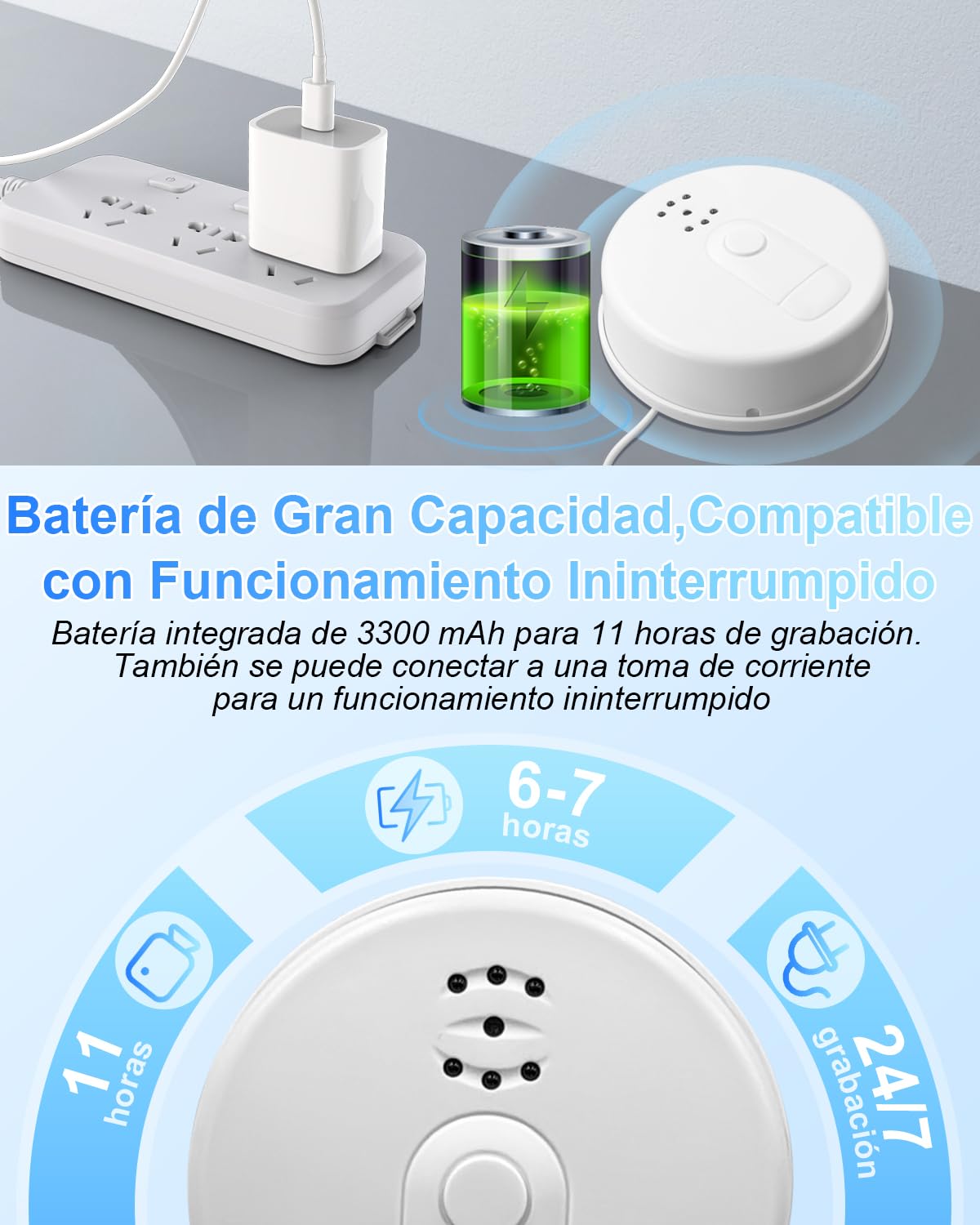 UYIKOO Cámara Espía WiFi 5G, Mini Camara Oculta Inalámbrica 1080P HD, Detector de Humo Cámara Espía Oculta de Vigilancia con Visión Nocturna Detector de Movimiento 11 Horas de Autonomía