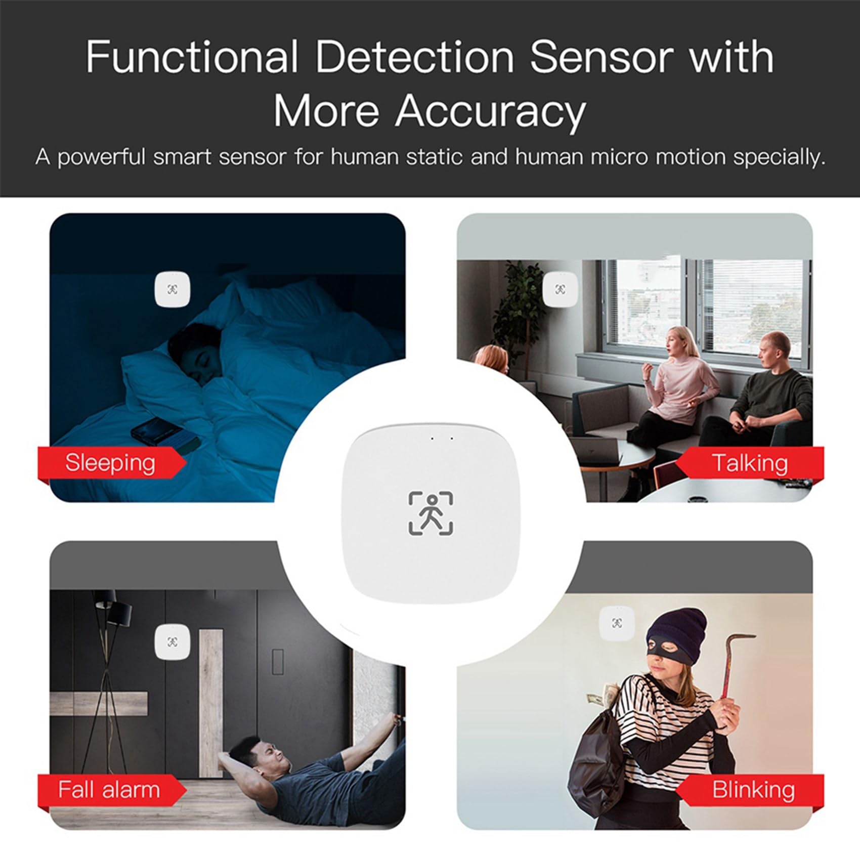 2X Sensor de Movimiento de Presencia WiFi con Detección de Luminancia/Distancia 5/110/220V Tuya Smart Life Automatización del Hogar
