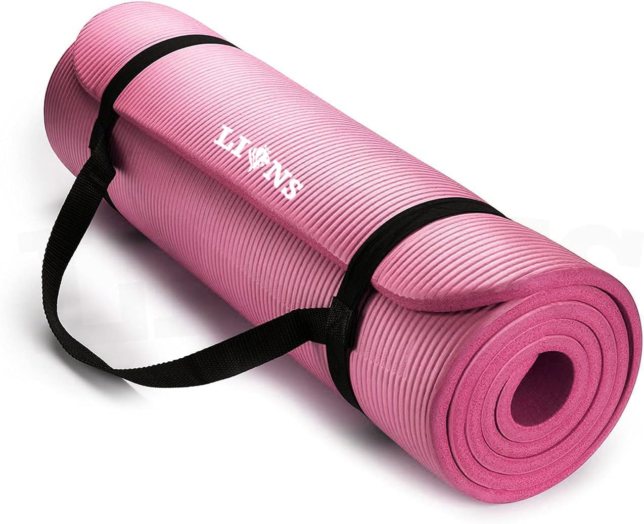 FAIRWAYUK Yoga Mat Thick 10mm - Eco Friendly NBR Foam Exercise Workout Mat with Carry Strap, Non Slip Soft High Density Gym Pilates for Women Men Home, 180x61cm (Pink) โ image 1