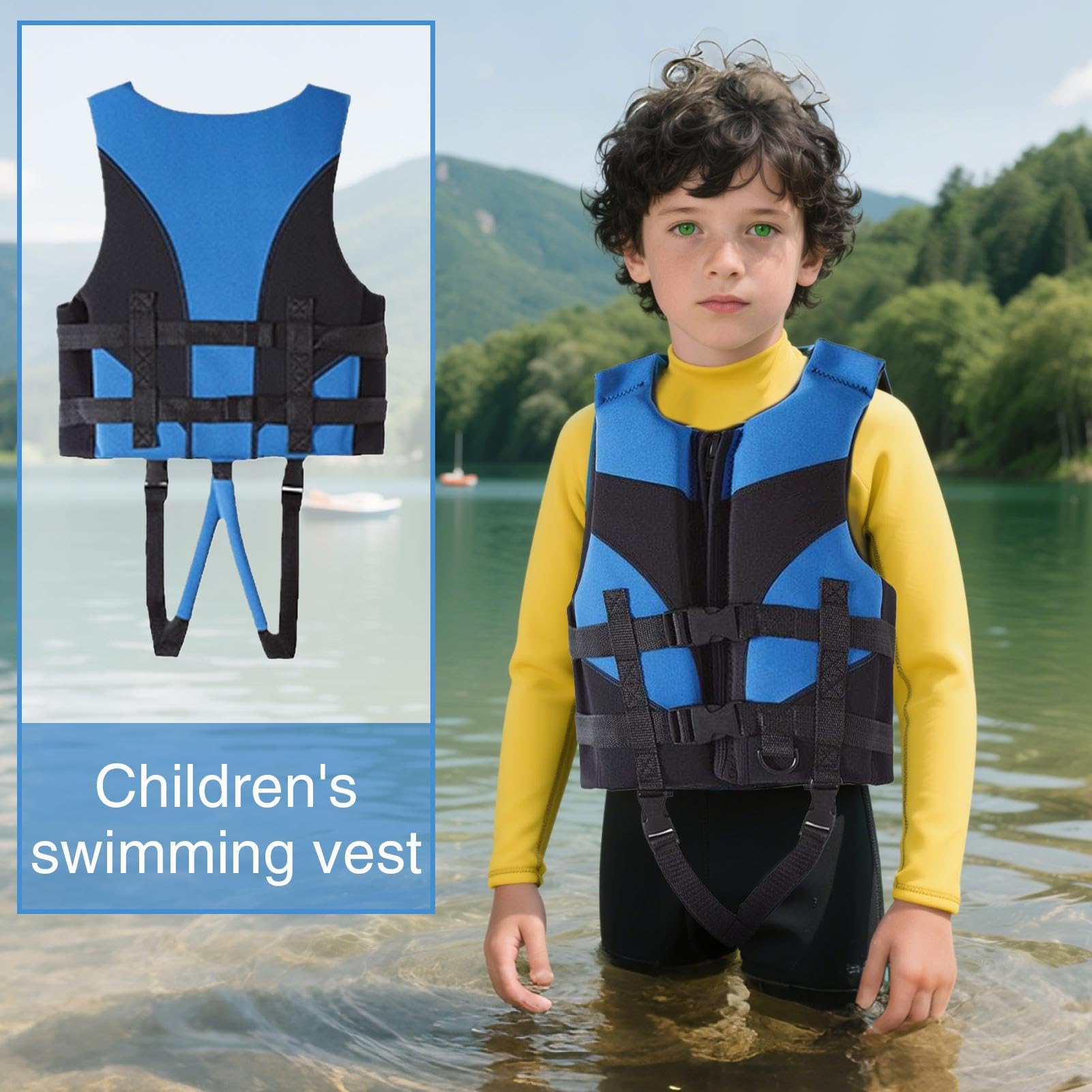 Gilet da nuoto per bambini, giacca da barca, 50 x 25 x 10 cm, regolabile, comodo da indossare, piccolo gilet da nuoto per pesca, lago, parco acquatico e kayak