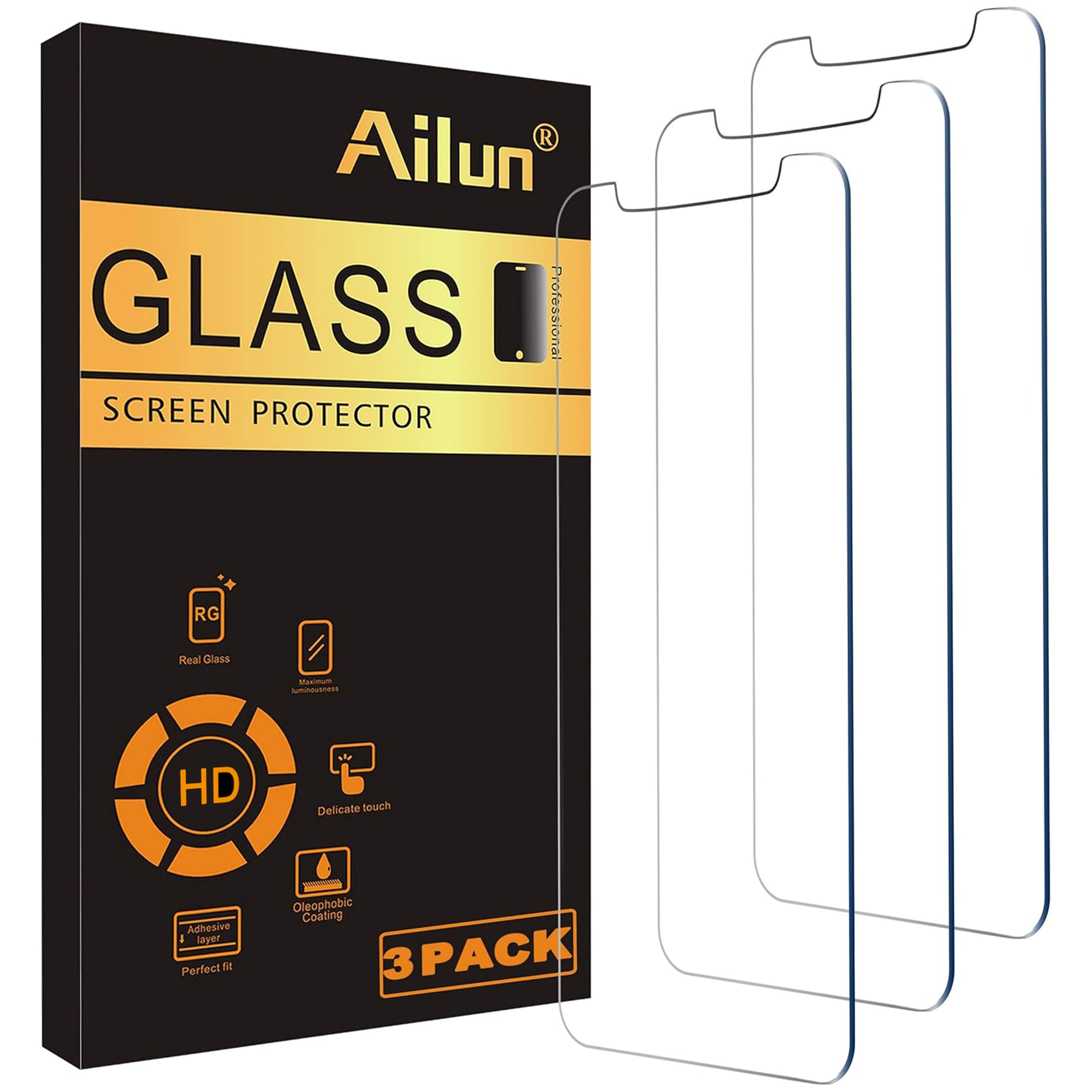 Ailun 3 Pack Screen Protector for iPhone 11 / iPhone XR, Tempered Glass | 6.1 Inch, Case Friendly, HD