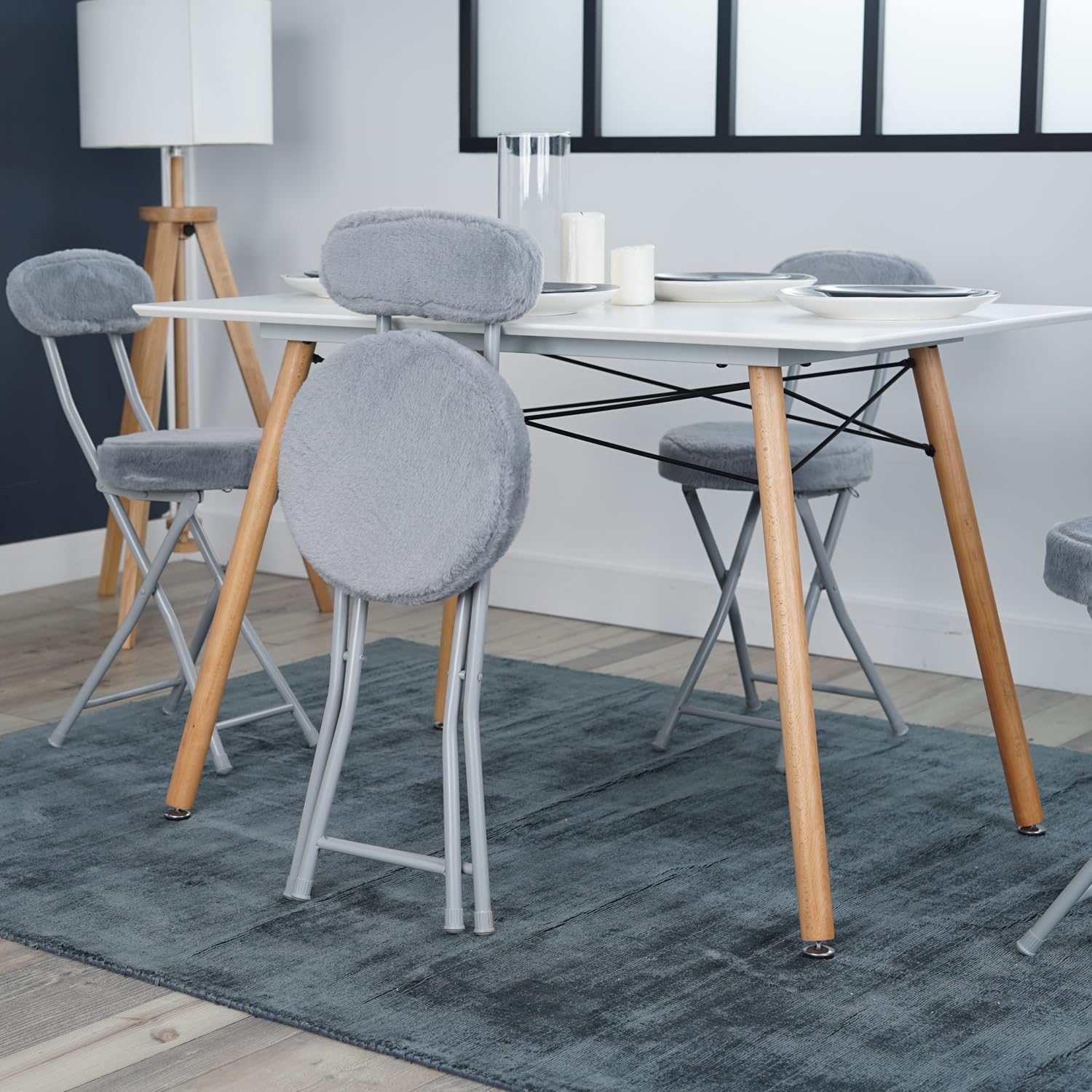 MEUBLES COSY Lot de 2 Chaises Salle à Manger Cuisine - Siège en Tissu Gris - Pie MEUBLES COSY Lot de 2 Chaises Salle à Manger Cuisine - Siège en Tissu Gris - Pie