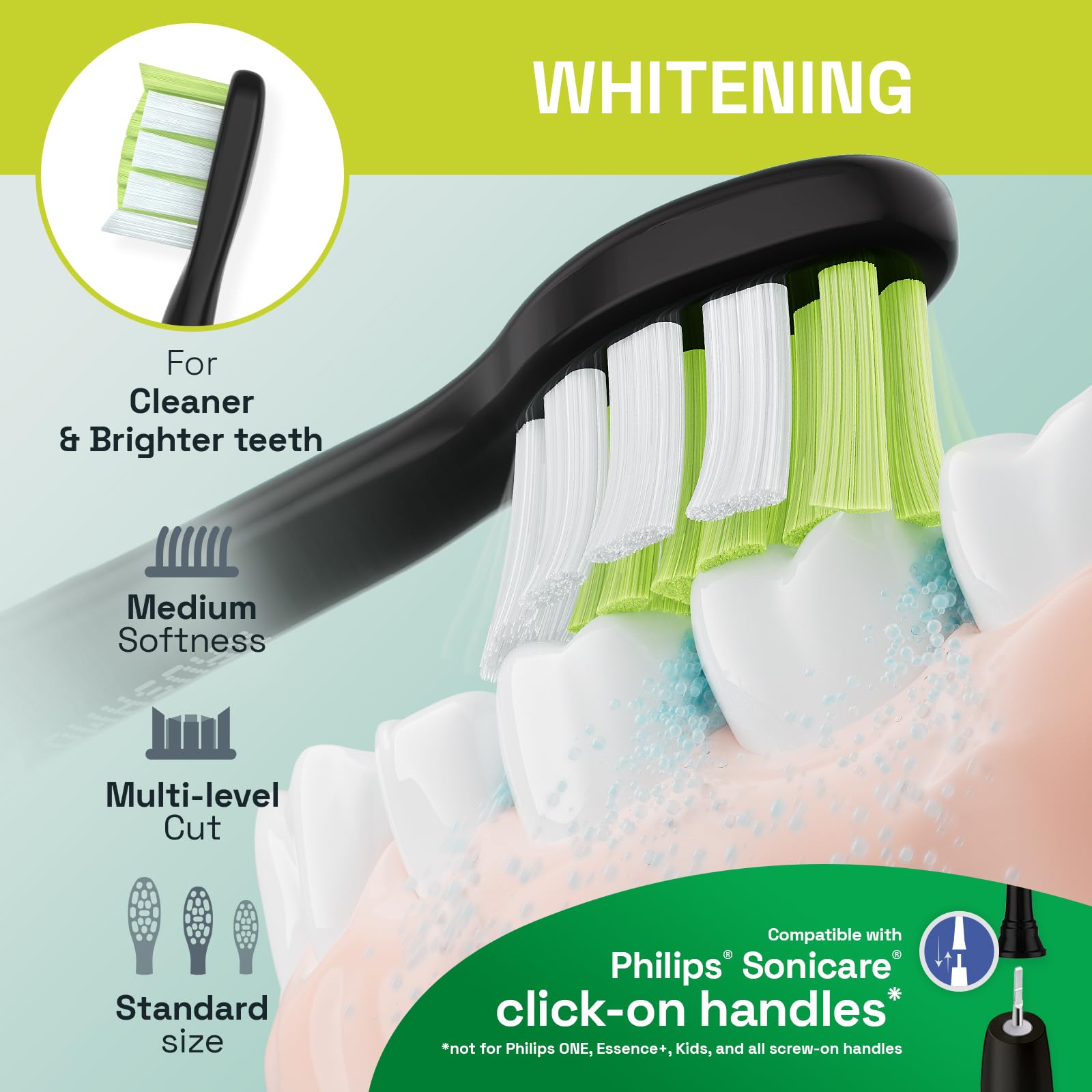 Brushmo Ersatzbürsten Kompatibel mit Philips Sonicare Elektrische Zahnbürste, schwarz, 8er-Pack (Modell BM668bk)