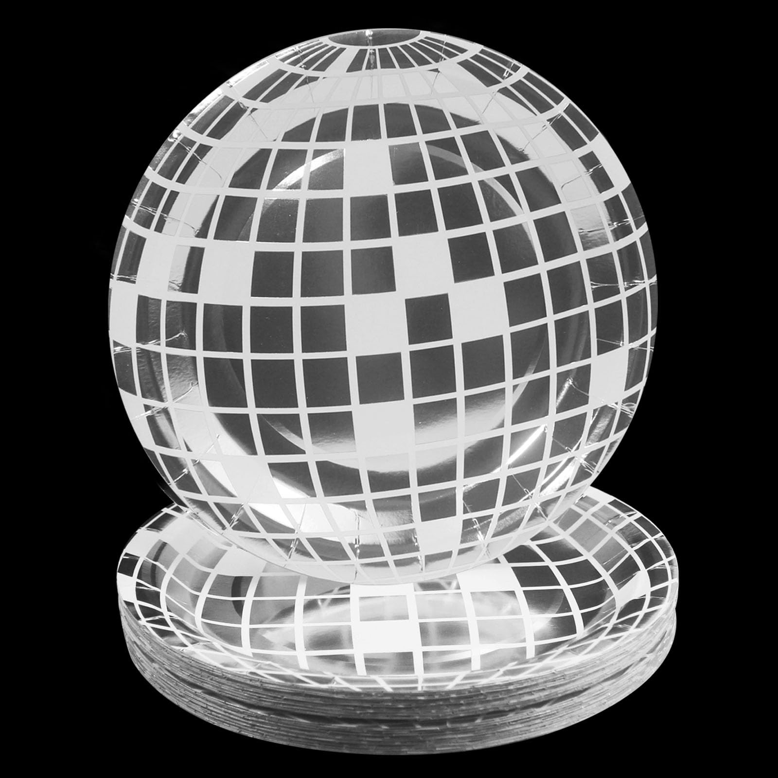 Yedadone 50 Pieces Silver Disco Ball Party Plates Disco Paper Plates Disposable Food Trays Paper Dinner Plates Party Supplies for 70s Disco Party Decorations Wedding Birthday Party (9 Inch-50 Pcs)