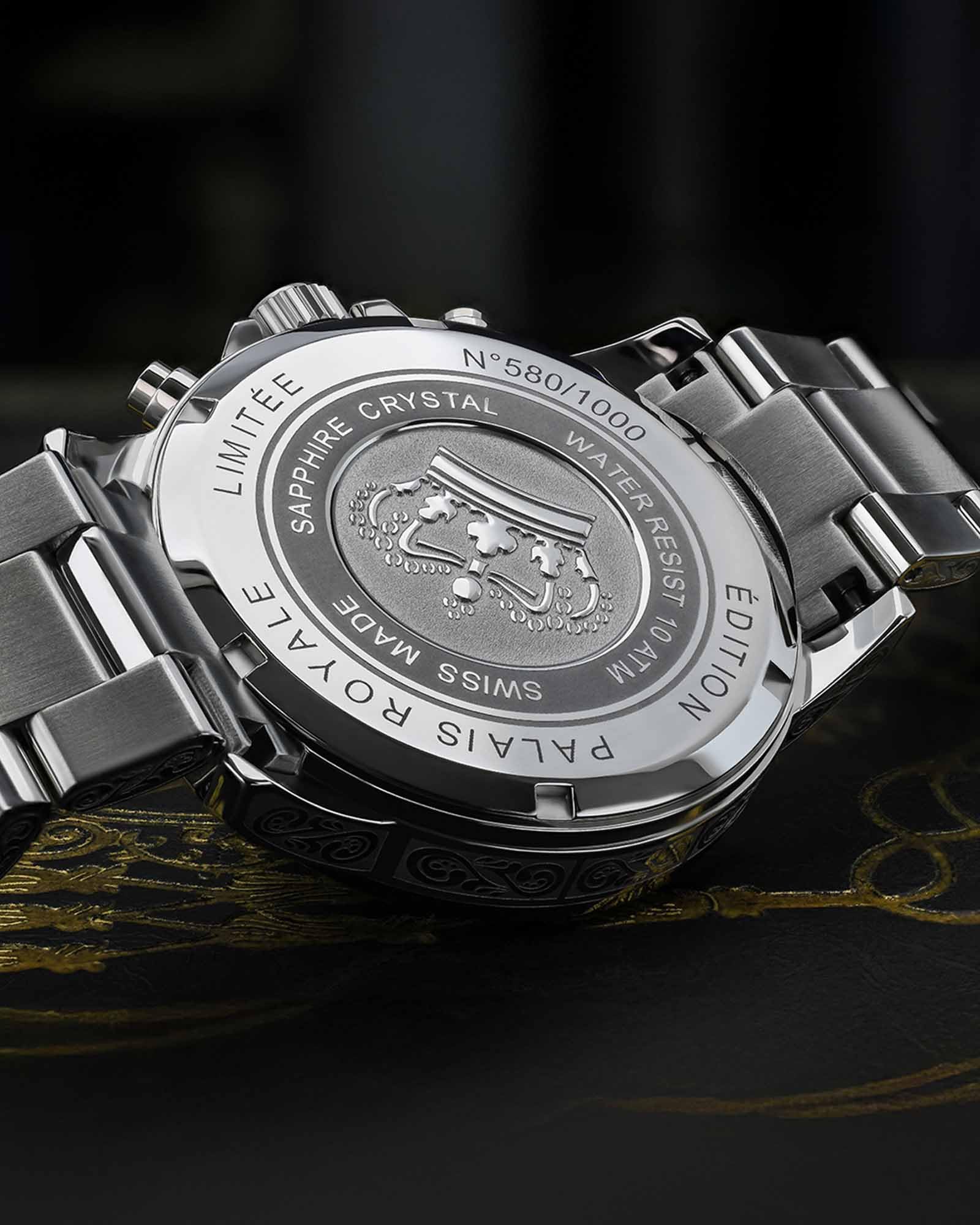LOUIS XVI Palais Royale 2.0 1823 - Ø 43 mm - orologio da uomo - impermeabile - bracciale argento - quadrante bambino blu con diamanti - movimento al quarzo svizzero