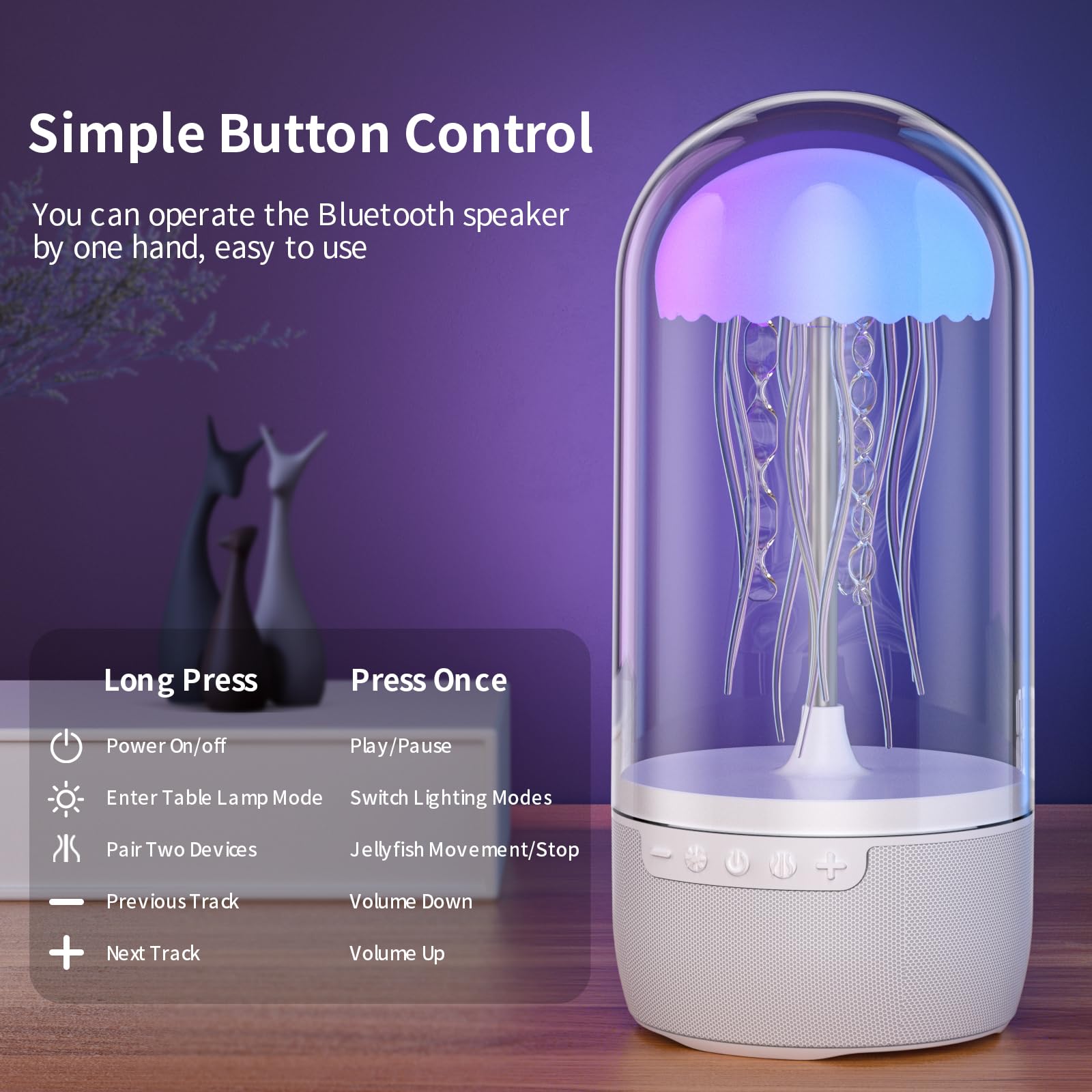 Generico Lampada Medusa Bluetooth Altoparlante Atmosfera Mood Light con 7 colori che cambiano, altoparlante portatile Night Light Regali per gli uomini Donne Bambini Compleanno Natale Ringraziamento