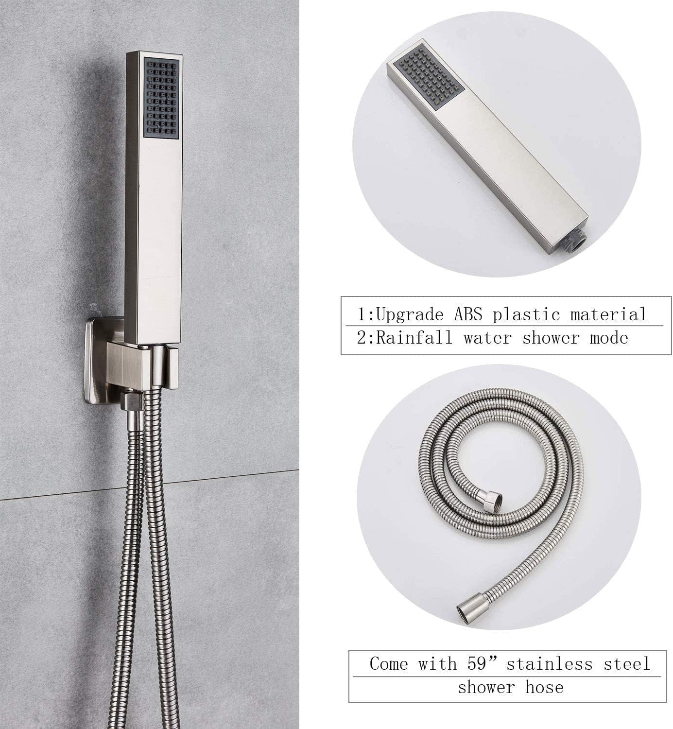 Onе-Dау Sаlе: Uр tо 40% оƒƒ Rozin 3-way Shower Faucet Diverter Kit LED Light 16-inch Rainfall Ceiling Shower Head Tub Tap with Hand Wand Brushed Nickel 🔥 Rozin 3-way Shower Faucet Diverter Kit LED Light 16-inch Rainfall Ceiling Shower Head Tub Tap with Hand Wand Brushed Nickel