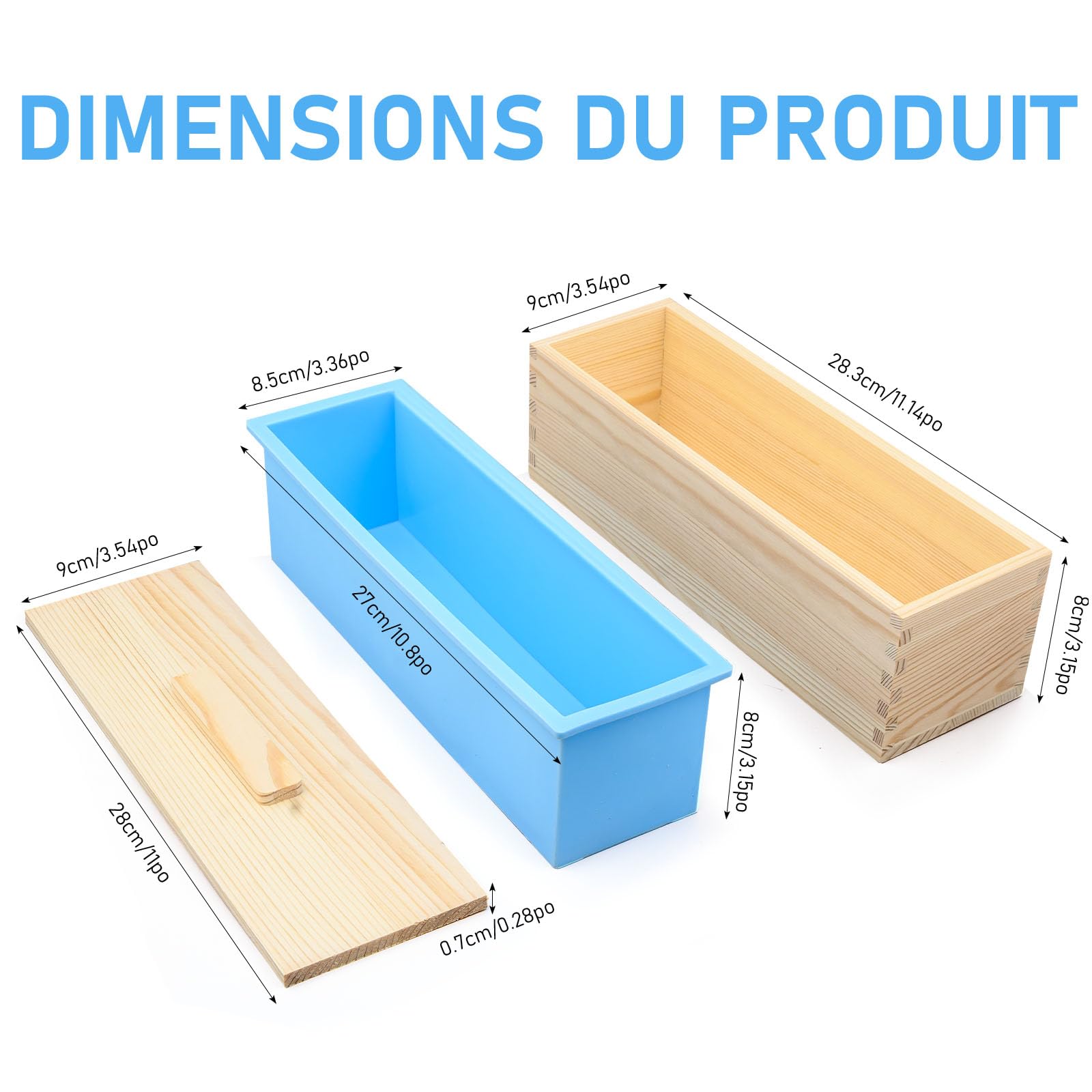 Lot de 4 Moules à Savon Rectangulaires en Silicone 1200 ml