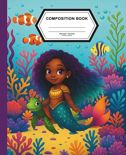 Little Black Mermaid Composition Notebook Wide Ruled For Kids Give Your Child the Gift of Writing with Little Black Mermaid The Perfect Wide Ruled