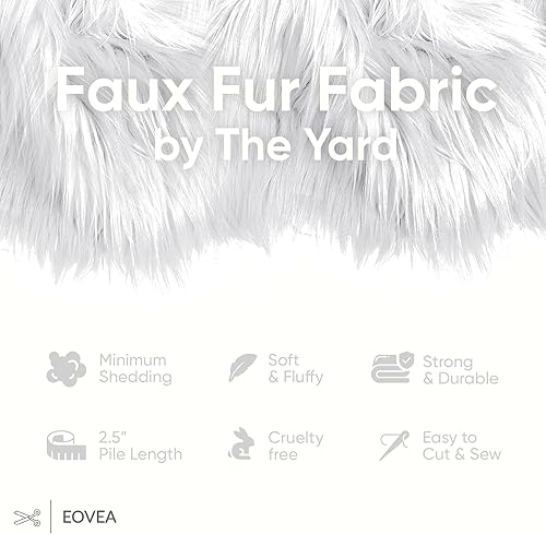 Miniatura 2 de EOVEA Tela de piel sintética peluda por yarda 60" de ancho Material de piel sintética suave y esponjosa para costura, manualidades, disfraces,