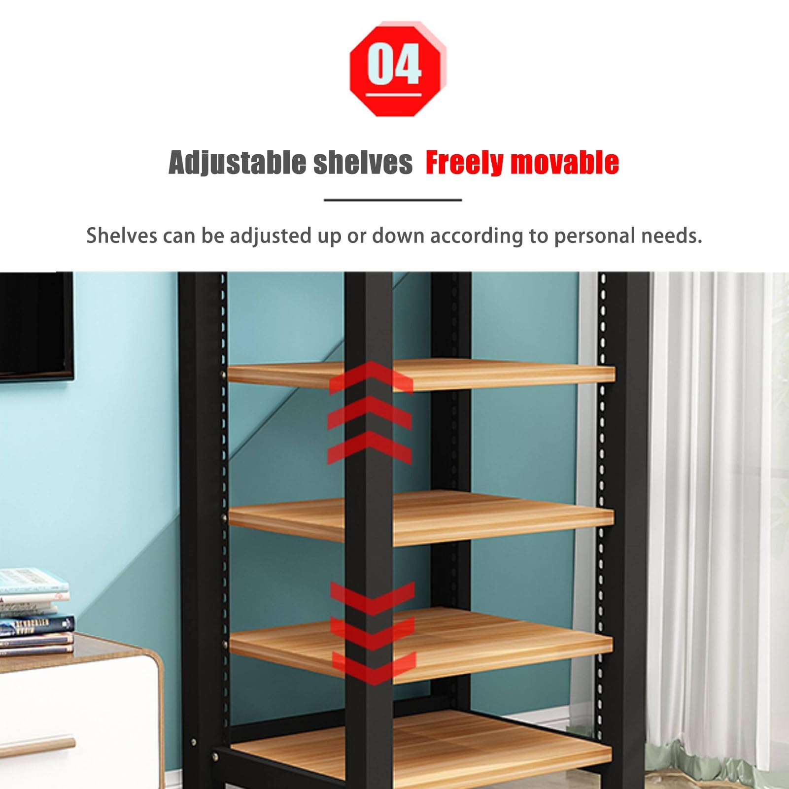 Wieża do Stojaków Audio, Gramofon CD, Odbiornik Stereo, Szafka na Sprzęt AV, Stojaki I Stojaki Stereo z Kółkami, Stojak Stereo do Domu, Biura, Teatru(Brown,3 tier 64cm/25.1in)