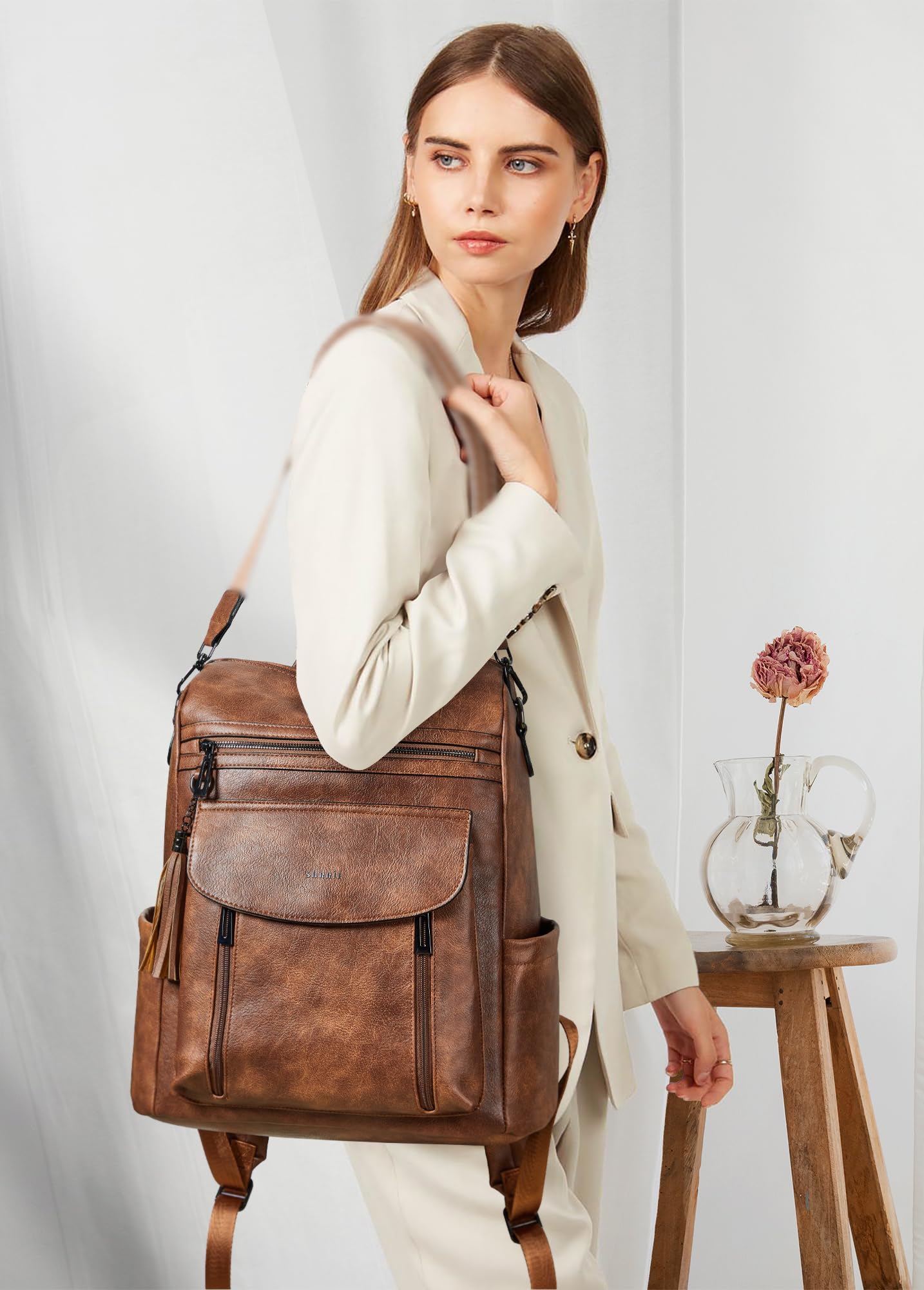 Shrrie Laptop Backpack per Donne, Porta Computer 15.6 Pollici Impermeabile - Dettaglio