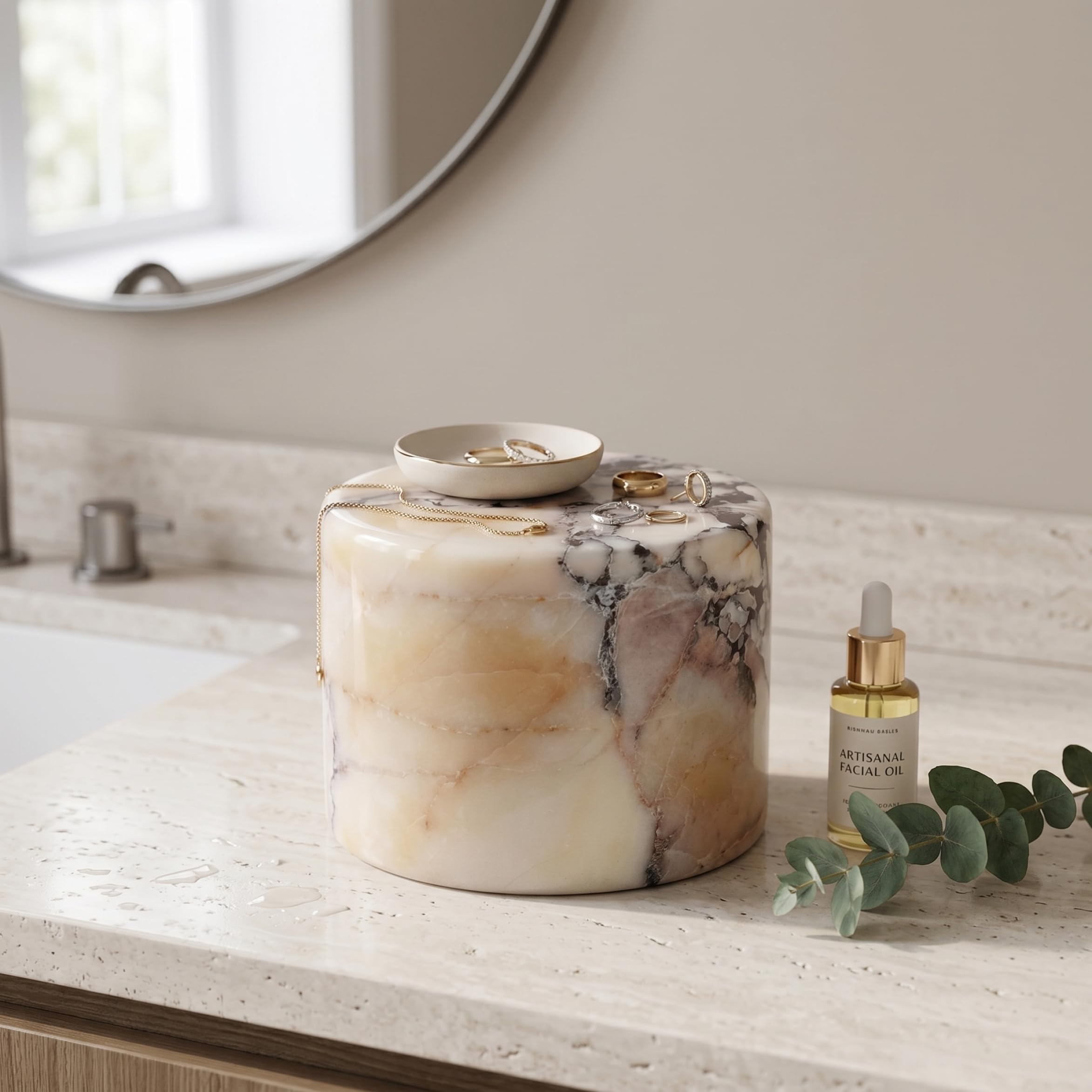 Lampada Touch in Marmo, Luce Notturna da Comodino Italiana Naturale, Lampada Ambientale Multicolore con Controllo del Rubinetto Ricaricabile, Retro Crema, 4, 72×4, 72×5, 31 Pollici