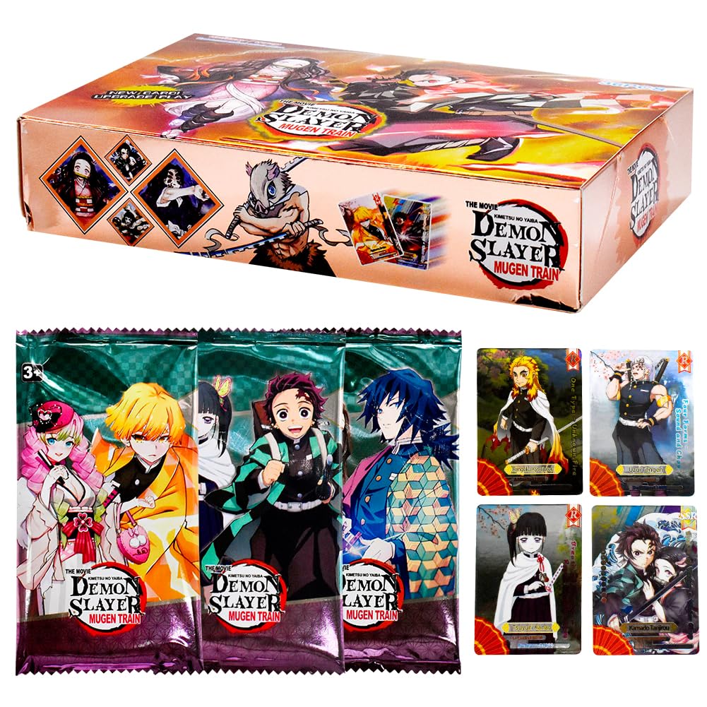 Anime Cards, Pack of 252 Anime Trading Cards, Demonn Slayer Trading Card Pack, Card Games Set, Trading Card Booster Pack, Anime Card Deck Games Card for Fans Anime Enthusiast-A