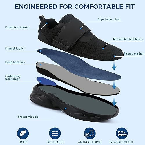 Miniatura 4 de Ortho+rest Zapatos para caminar diabéticos para hombre, zapatos para edema para pies hinchados, soporte de arco, zapatillas ortopédicas