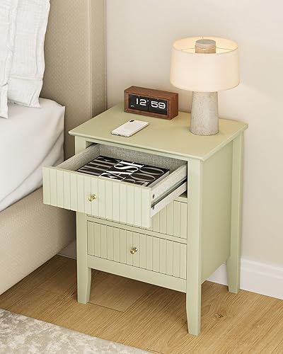 Miniatura 3 de Mesita de noche acanalada, mesita de noche de granja con 3 cajones, mesa auxiliar moderna de mediados de siglo, mesita de noche para dormitorio,