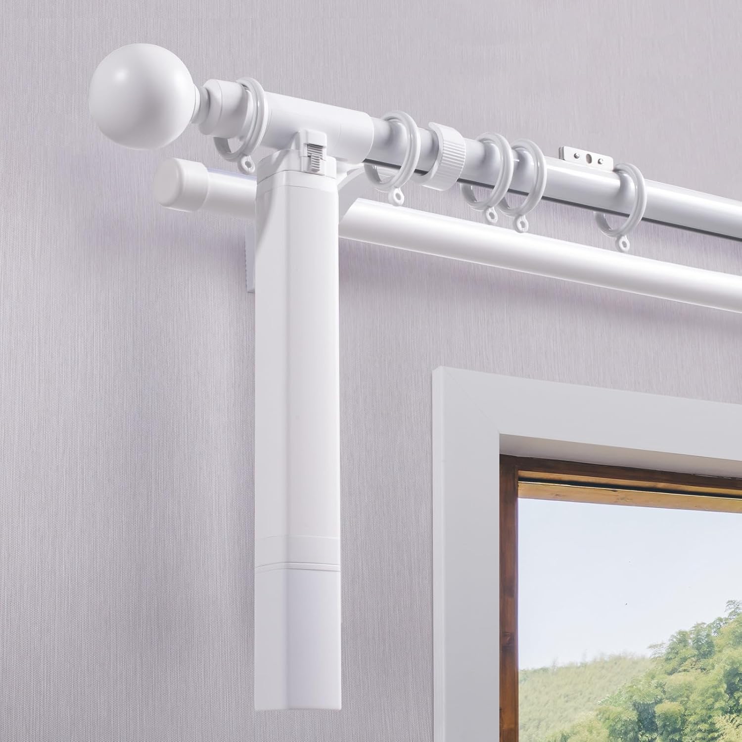 ACMEART Motorized Curtain Rods with Remote,Electric Double