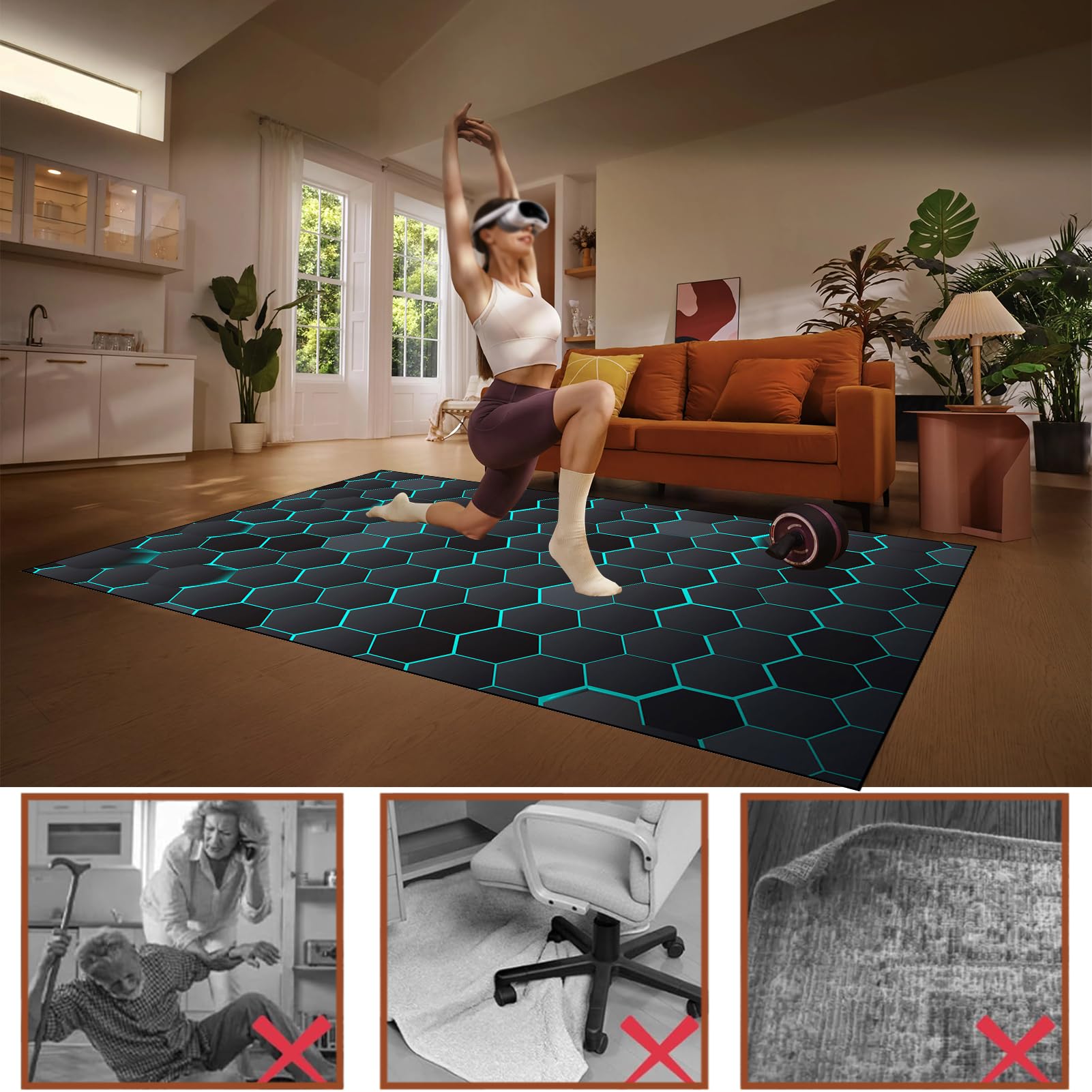 Alfombra Silla Gaming, Alfombrilla para Silla de Oficina Gaming, Alfombrilla Protectora para Suelos Duros, Alfombras para Sillas de Ruedas, Alfombra Silla de Ordenador Antideslizante 130 x 150 cm