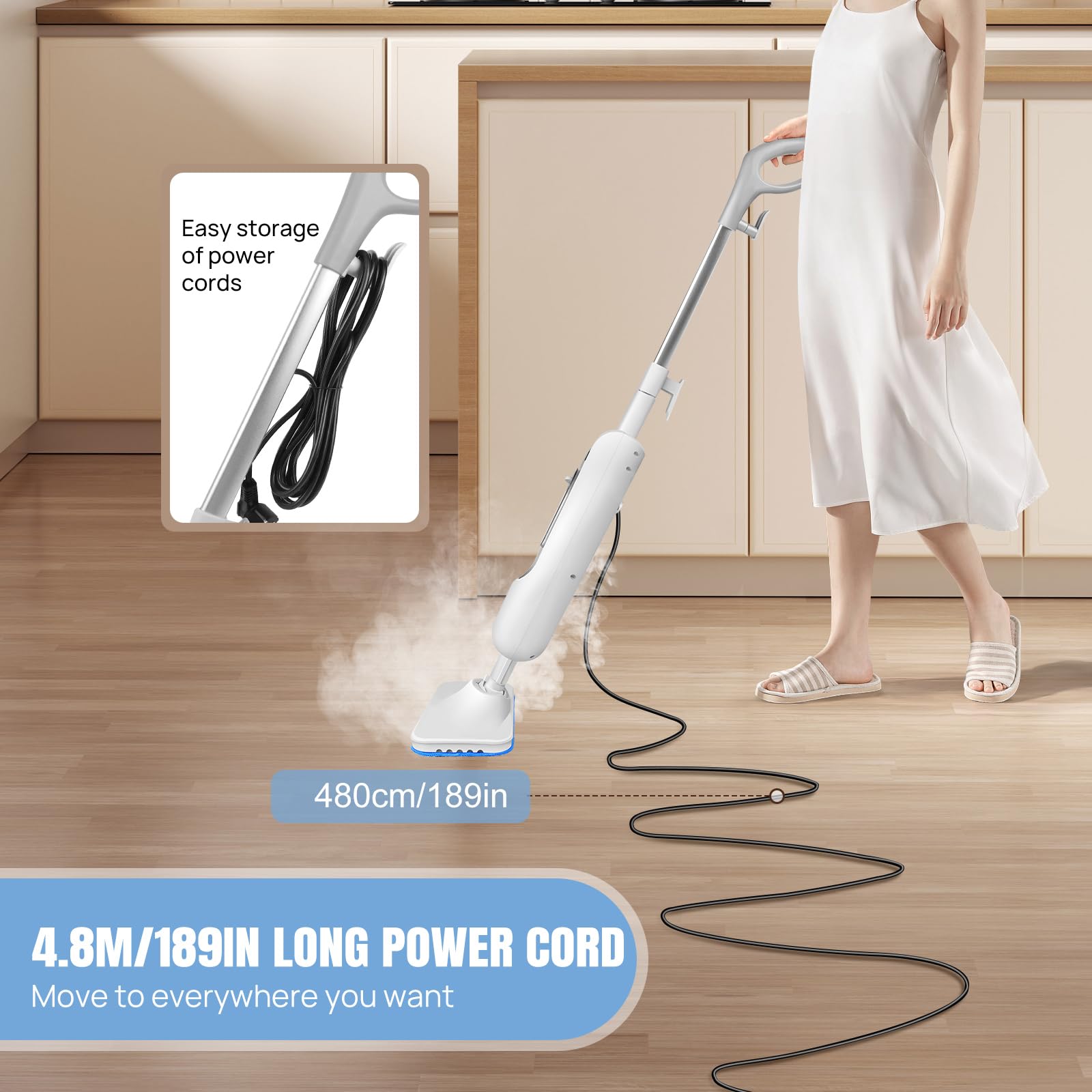 Trapeador de vapor eléctrico de mano, limpiador de moqueta, 3500 W, 2 velocidades