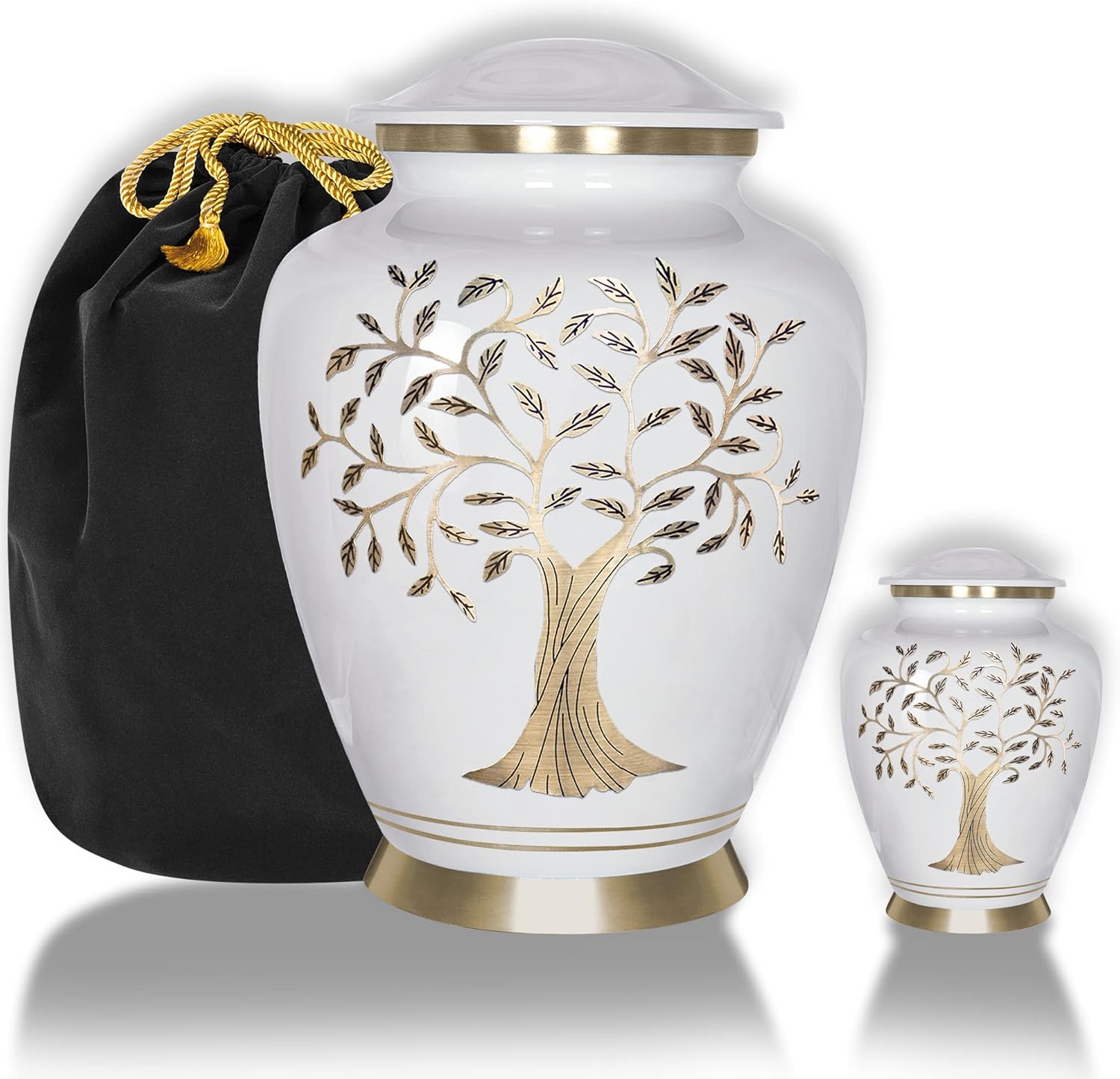 Trupoint Memorials Cremation Urns for Adult - Small Urns for Human Ashes Keepsake, Miniature Urns for Ashes with Velvet Bag, Small Urns for Human Ashes Adult Female & Male, White Tree of Life.