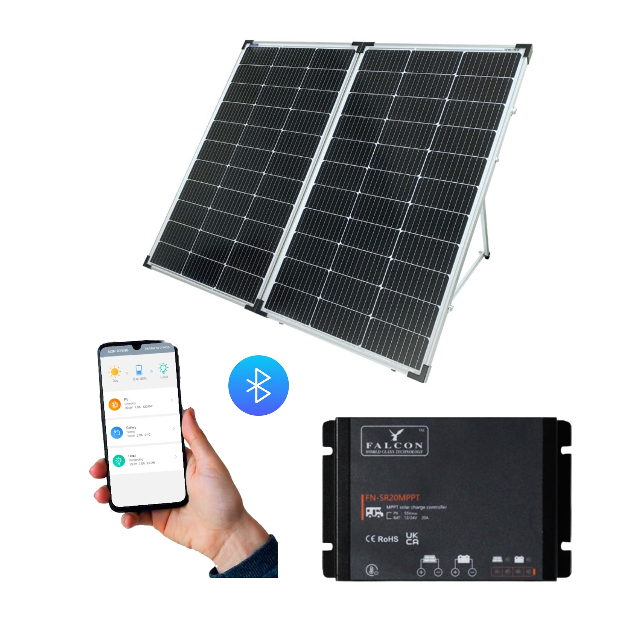 240W Portable Folding Solar Panel with 20A Bluetooth MPPT Solar Regulator