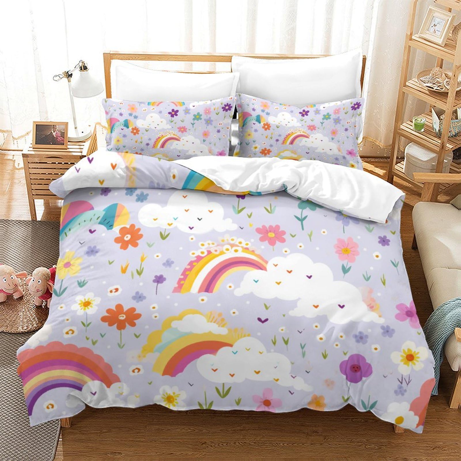 Parure de lit 3D microfibre avec fermeture éclair pratique pour couette Super King