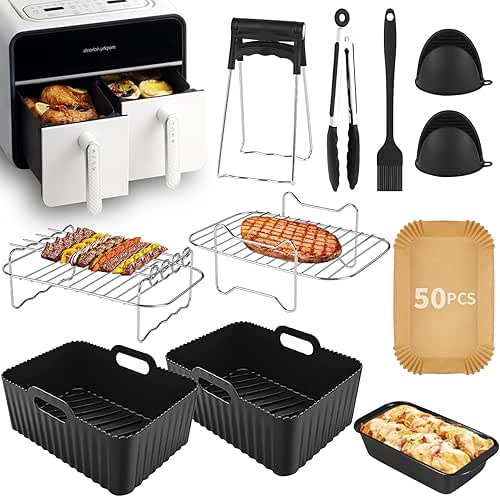 Dual Zone Heißluftfritteusen Zubehör Set für Ninja Foodi AF300EU,AF400EU,AF451EU,Innsky,Princess Dual
