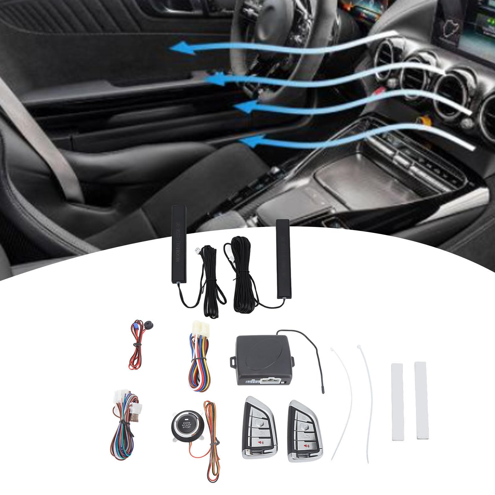 de Alarma para Automóvil DC12V Control Remoto Inteligente Kit de Entrada sin Llave con un Botón de Inicio Universal para Vehículo Robo de Bluetooth Que Reduce la Probabilidad Accidental (BT)