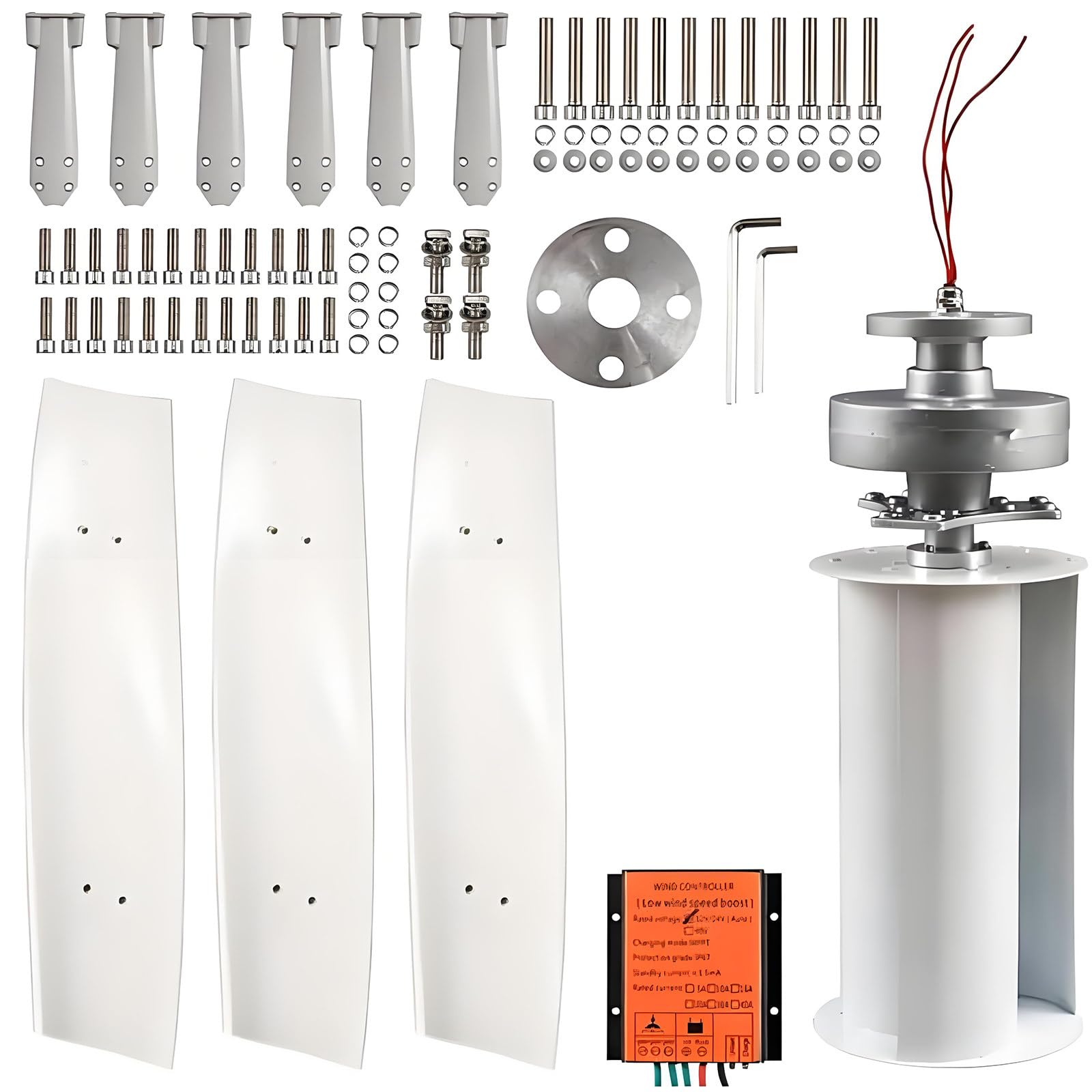 Kit générateur éolien Vertical de Jardin 10000 W/12000 W, éolienne triphasée 12 V/24 V/48 V/220 V avec contrôleur MPPT pour Applications domestiques et industrielles 10000W-220V