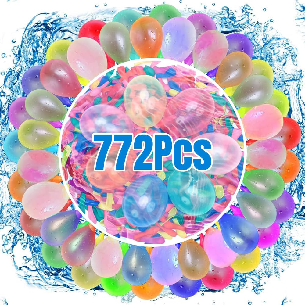 Water Balloons, 722Pcs Rapid Fill Water Balloons Self Closing Water Bombs Self Sealing Colorful Splash Water Balls for Beach Party (722P)